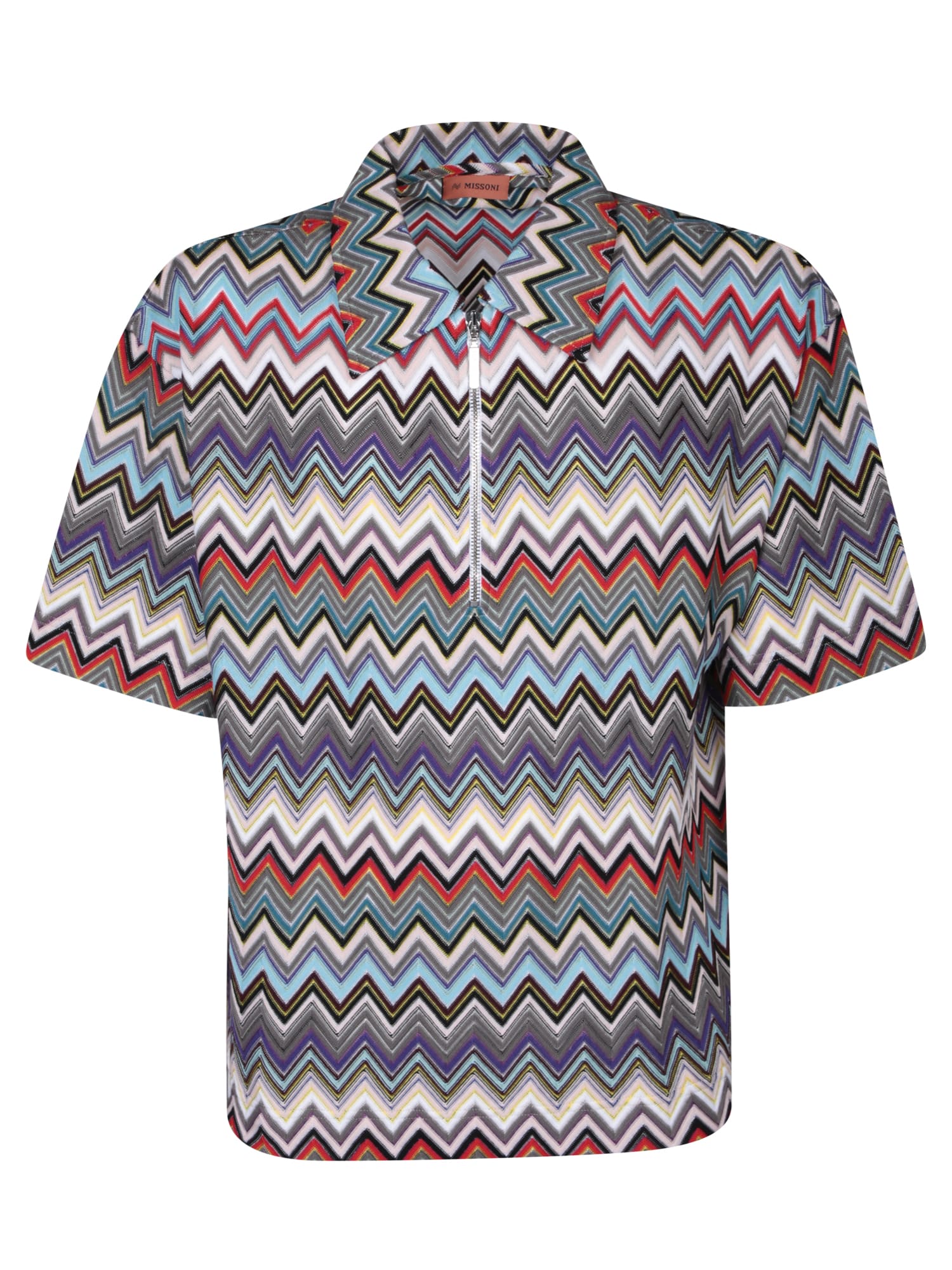 Shop Missoni Zip-up Multicolor Polo Shirt