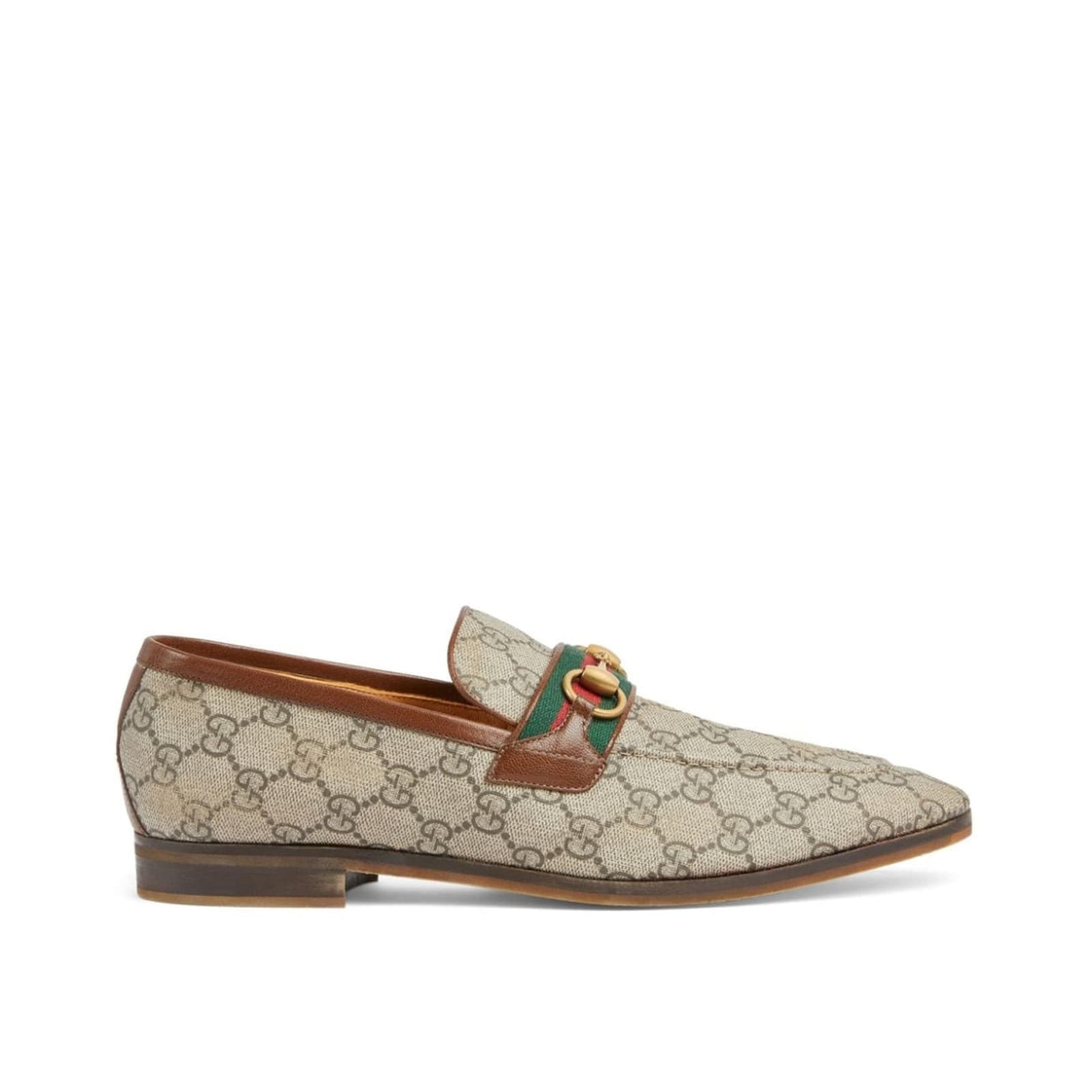 GUCCI LEATHER MONOGRAM LOAFERS