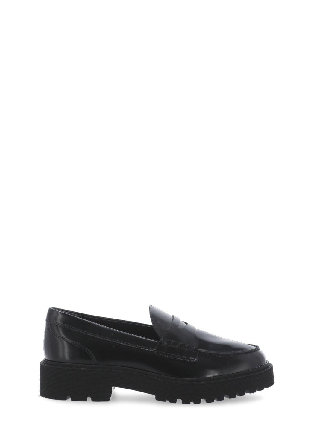 Hogan H543 Moccasins In Brushed Leather In Black