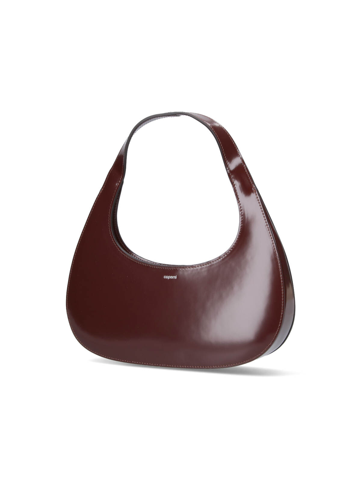Coperni Crescent-shaped Brown Leather Shoulder Bag In Brown