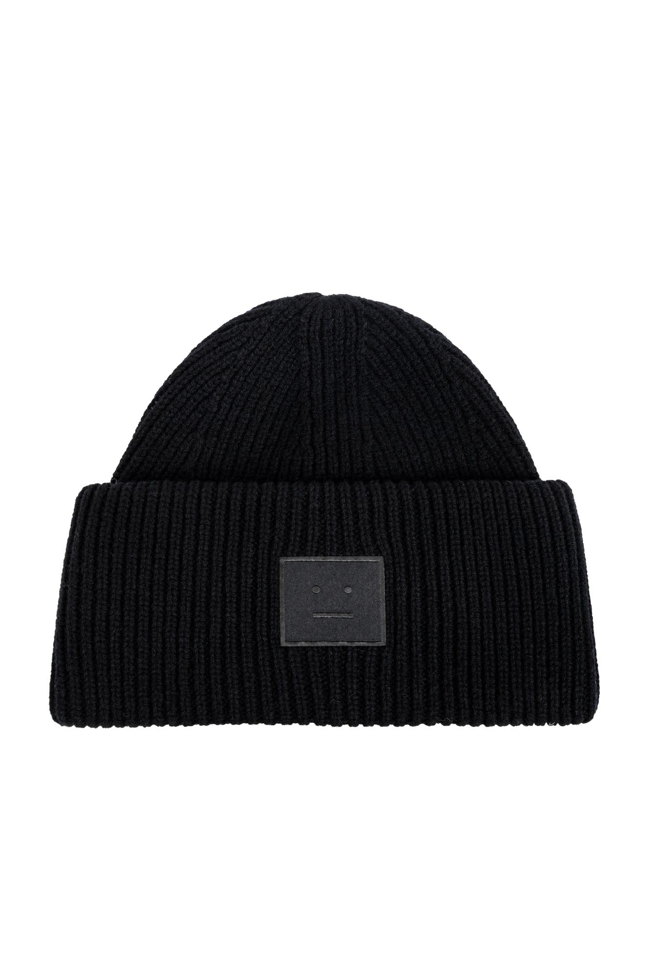 Acne Studios Wool Beanie With Logo In Black