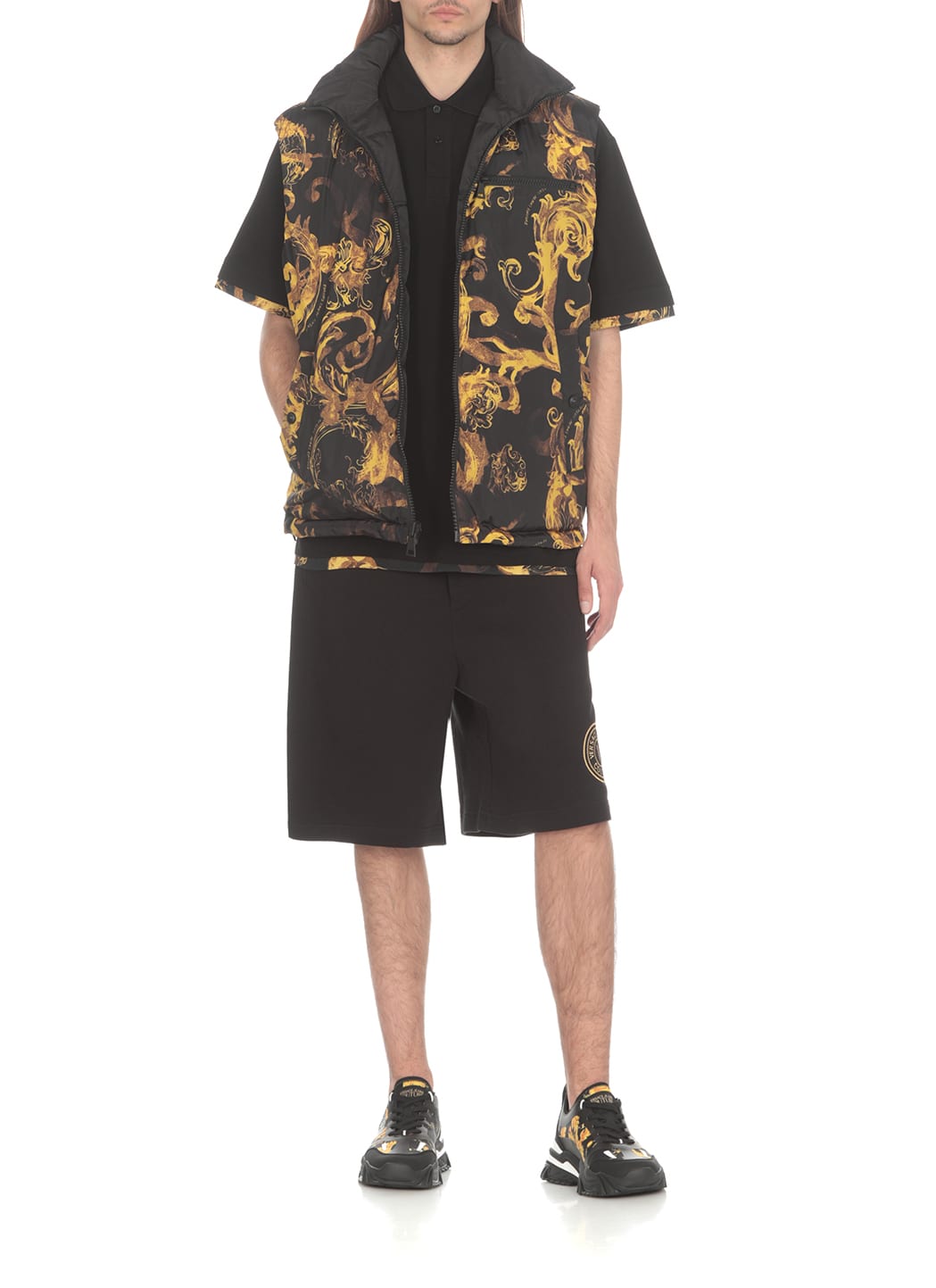 Shop Versace Jeans Couture Bermuda Shorts With Vemblem Logo In Black