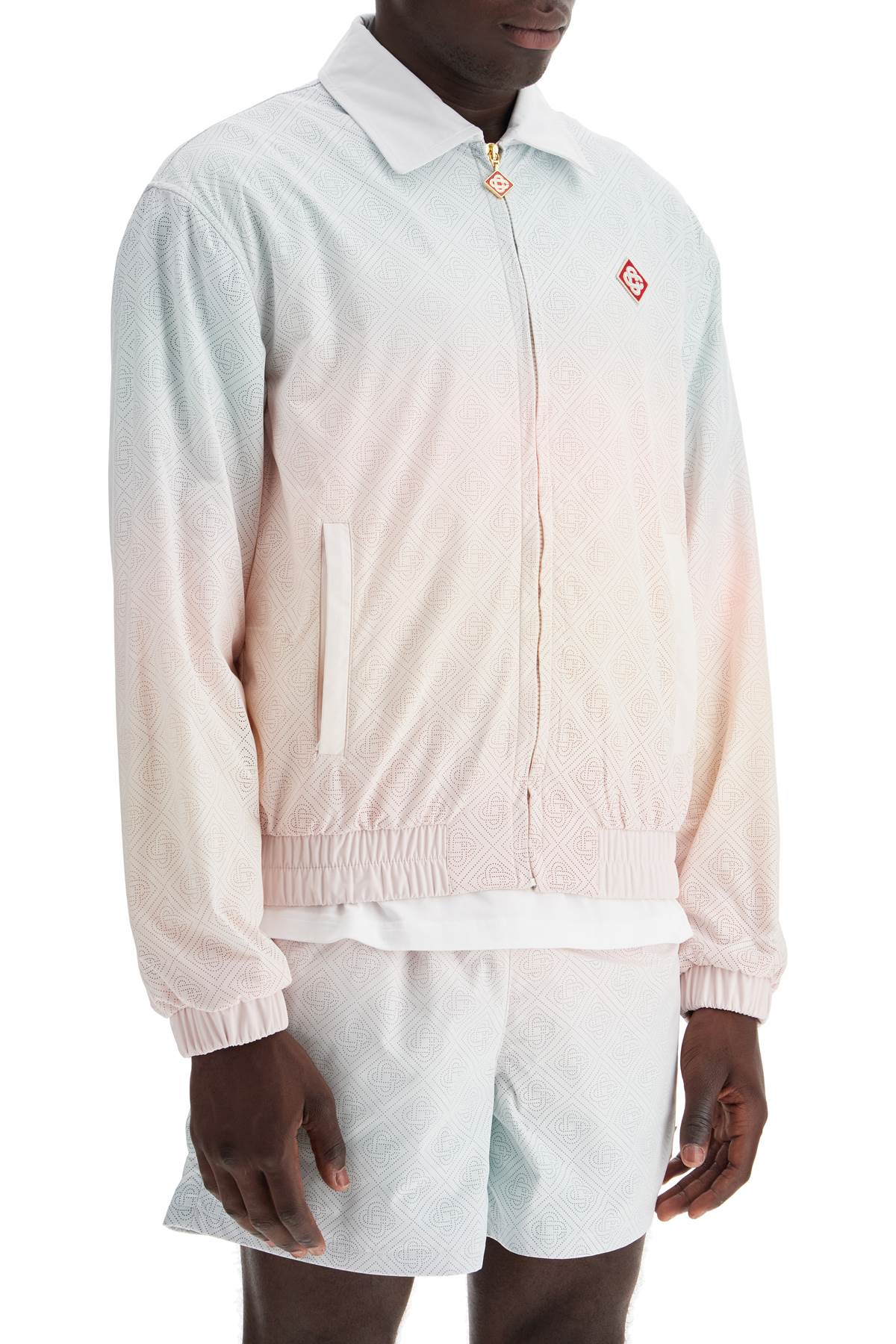 Shop Casablanca Track Jacket With Laser Degradã© Details In Laser Cut Gradient (pink)