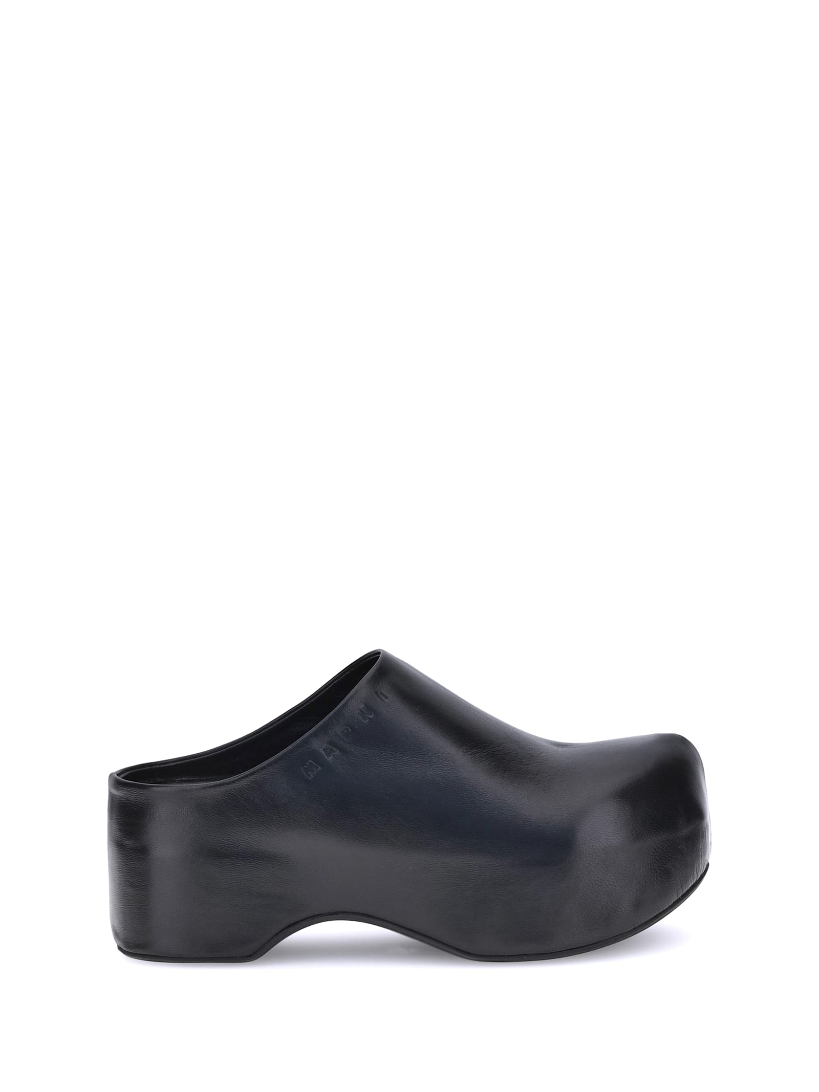 Marni Leather Mules In Black