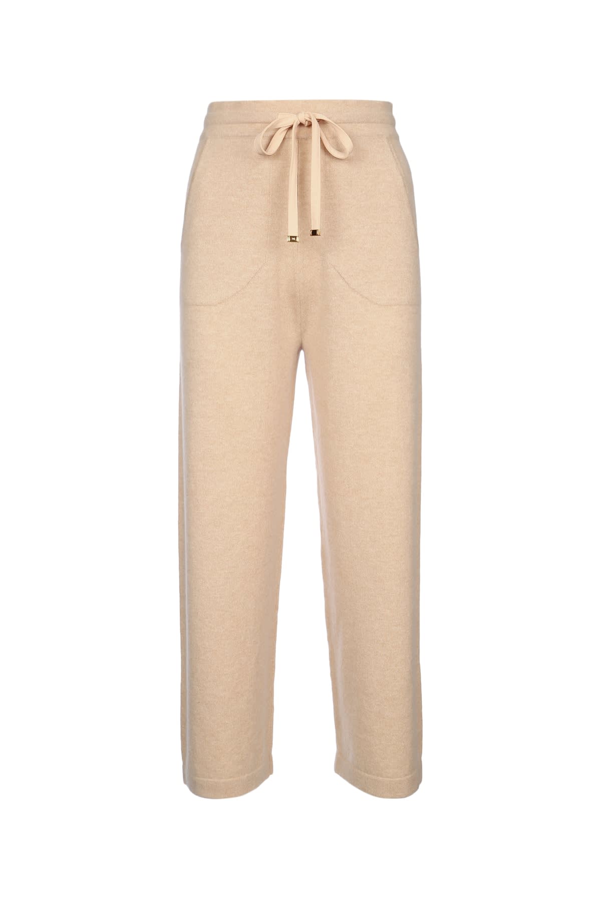 Elisabetta Franchi Knit Trousers Side Pockets In Neutral