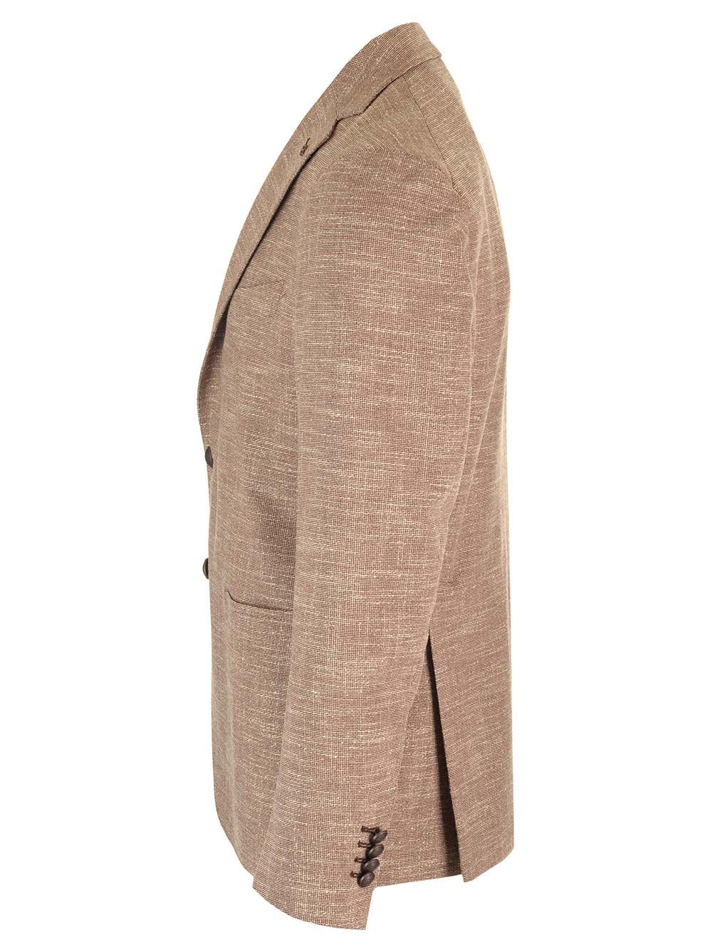 Shop Tagliatore Wool And Silk Textured Blazer In Beige