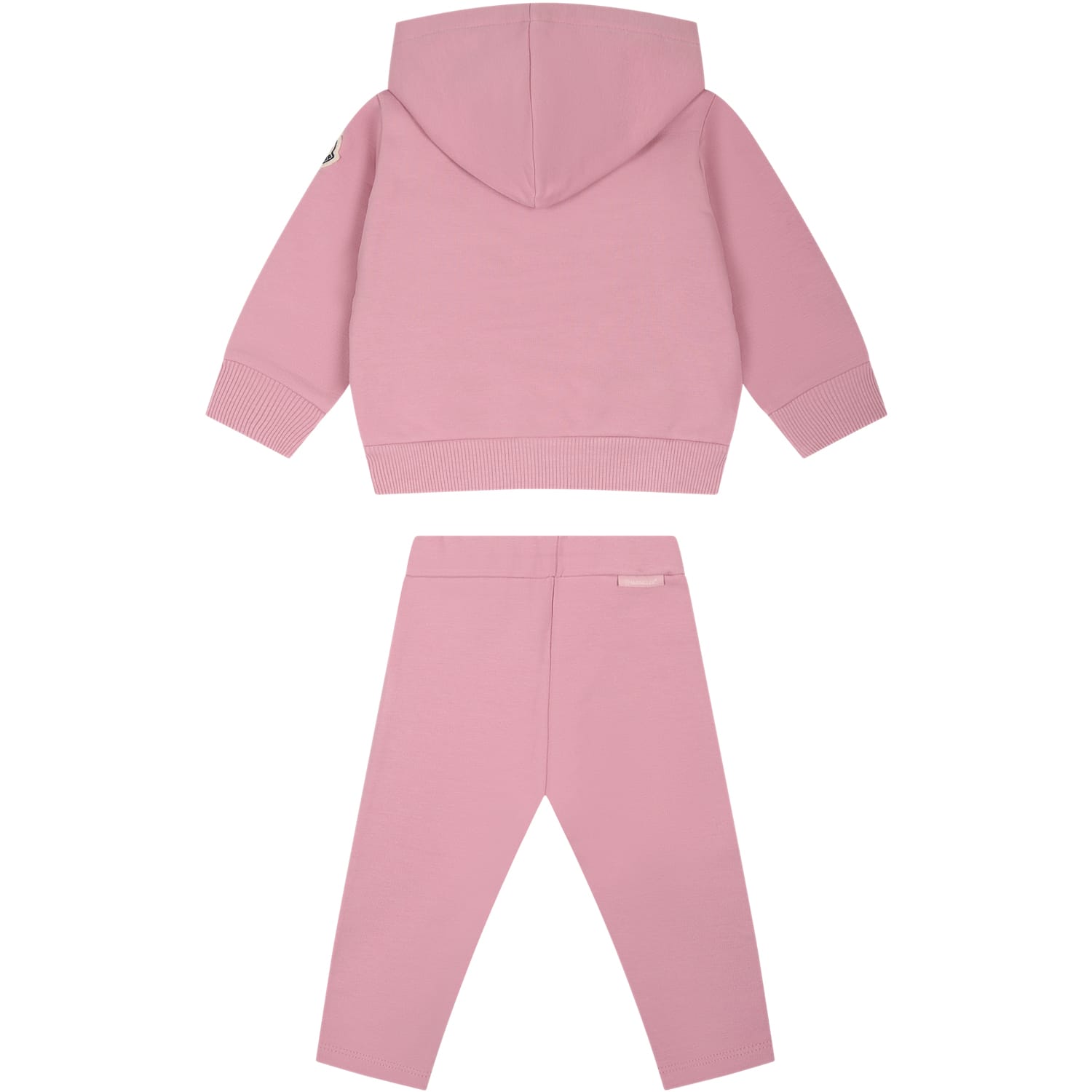 Shop Moncler Pink Set For Baby Girl With Logo