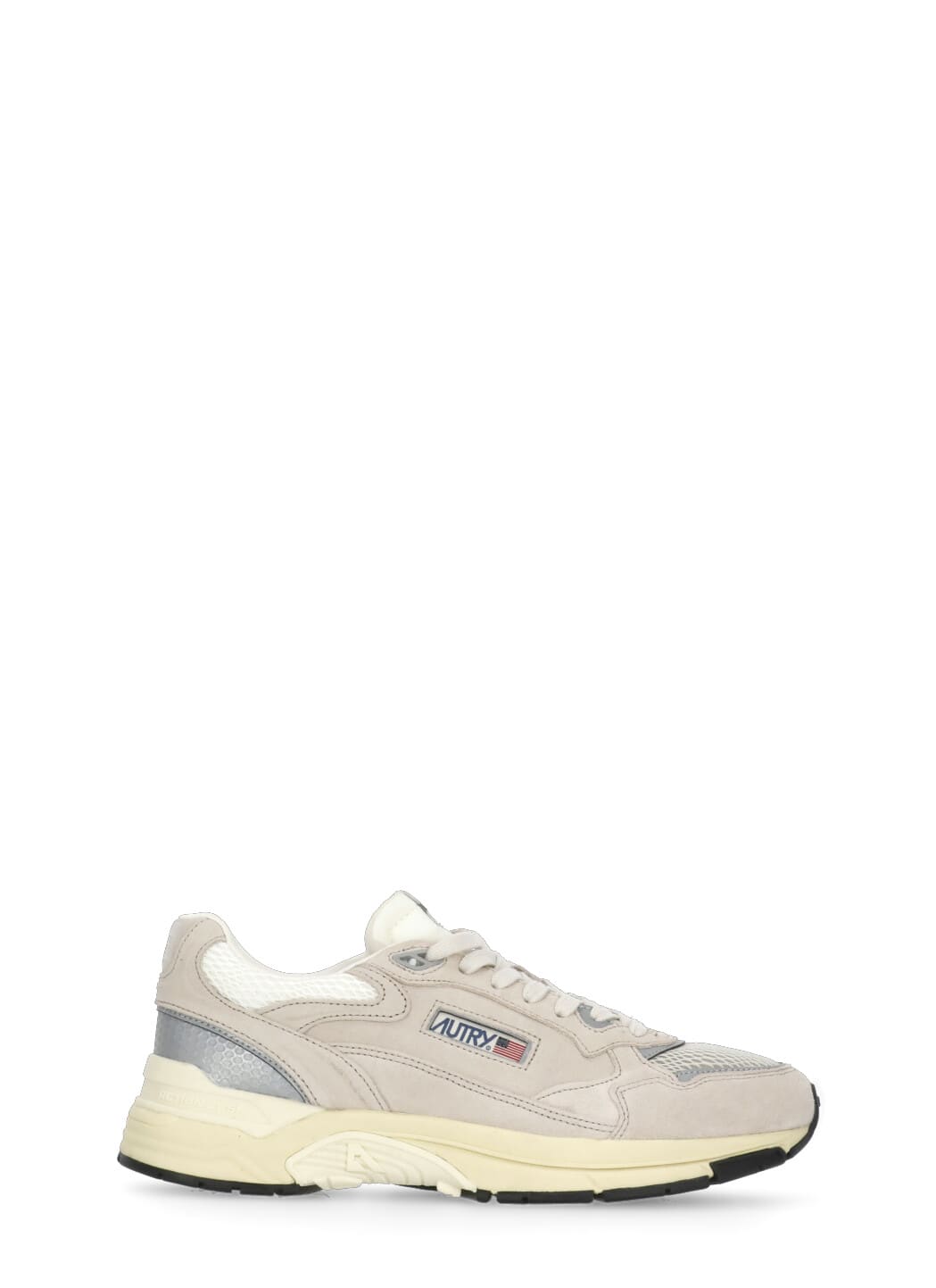 Autry Classic Leather And Mesh Panel Sneakers In Neutral