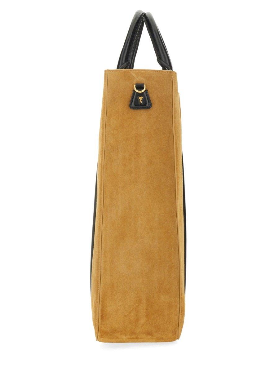 Ami Alexandre Mattiussi Paris Paris North South Tote Bag Brown In Beige