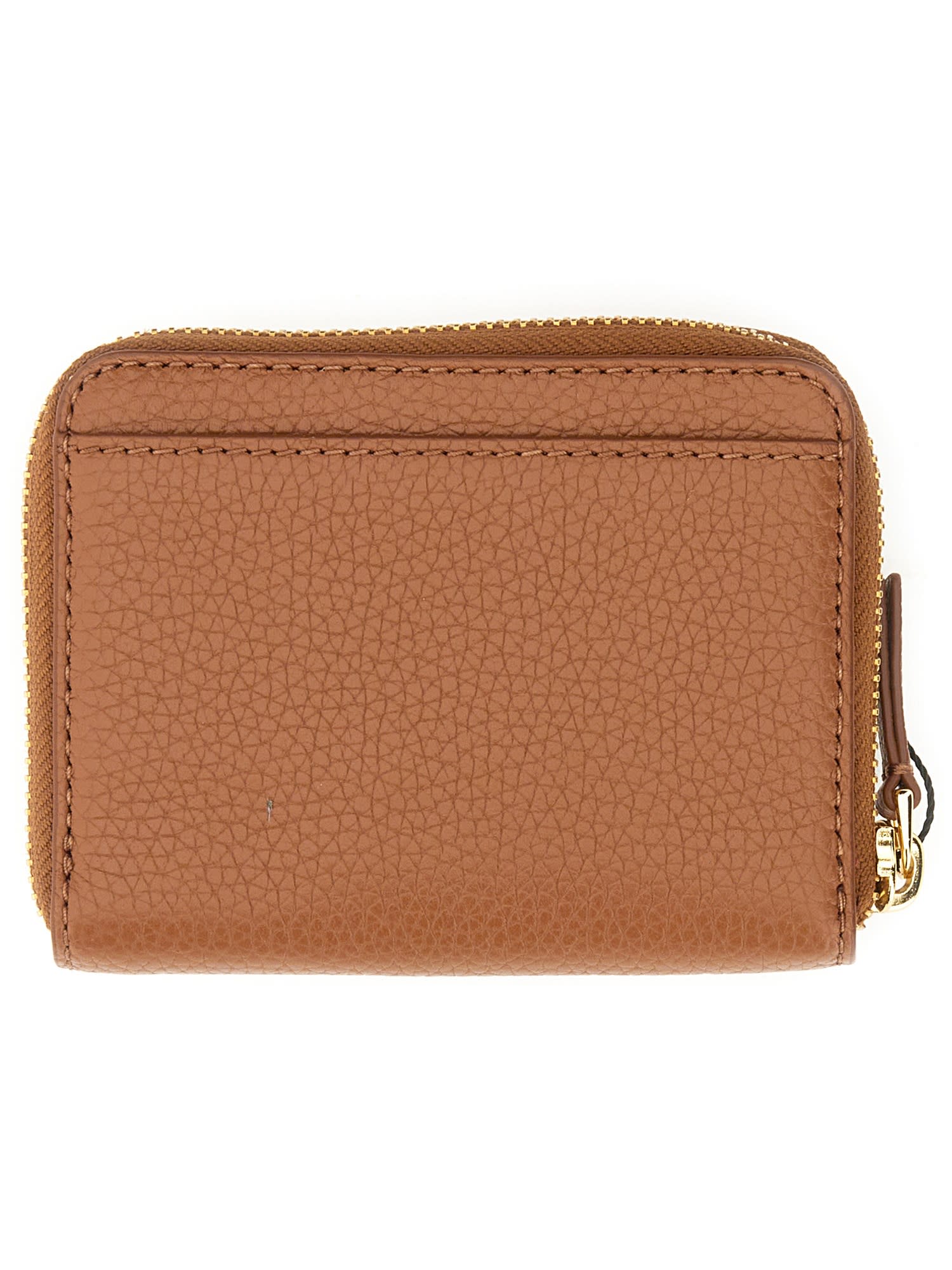 Shop Marc Jacobs Leather Wallet With Zipper In Argan Oil