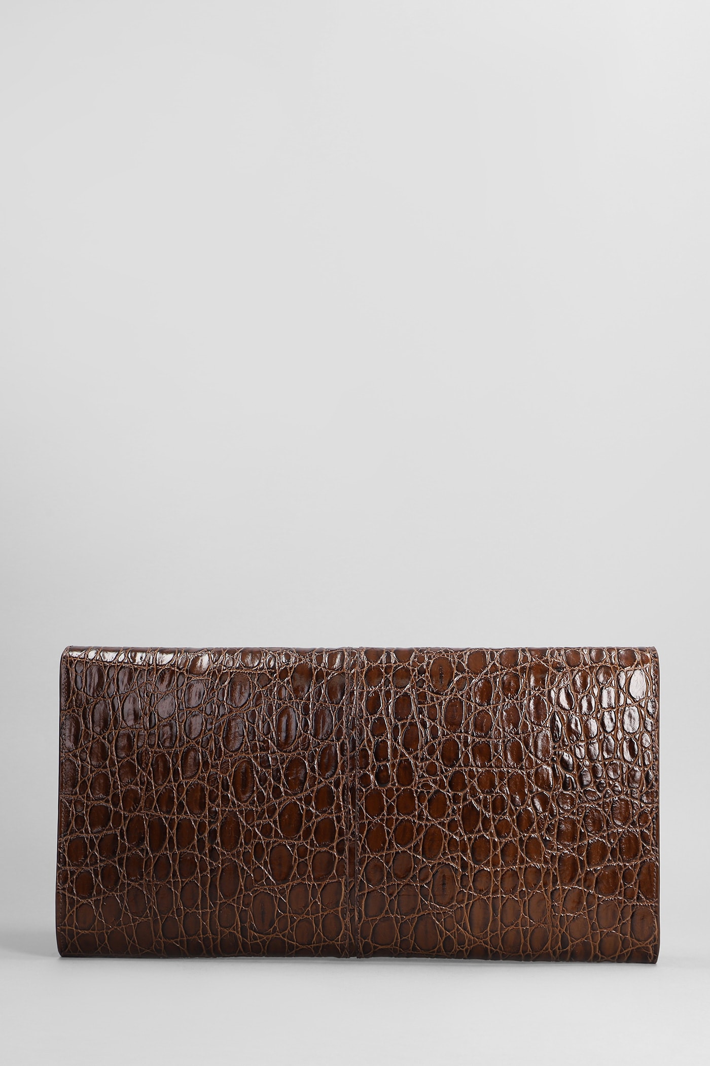 Shop Giuseppe Zanotti Montserrat Crocco Clutch In Brown Leather