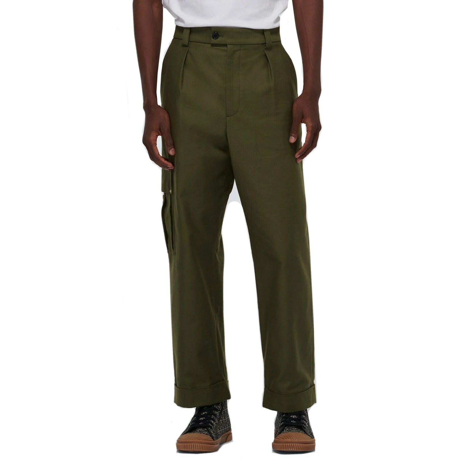 Shop Loewe Cropped Cargo Pants In Green