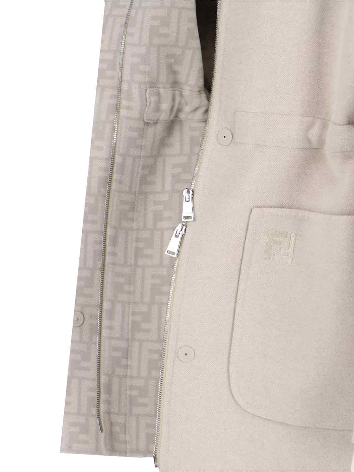 Fendi High Neck Blouson Jacket In Sand