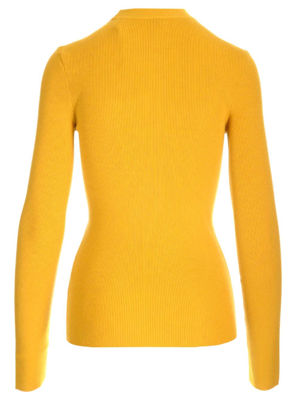 Shop Burberry Ribbed Wool Sweater In Yellow