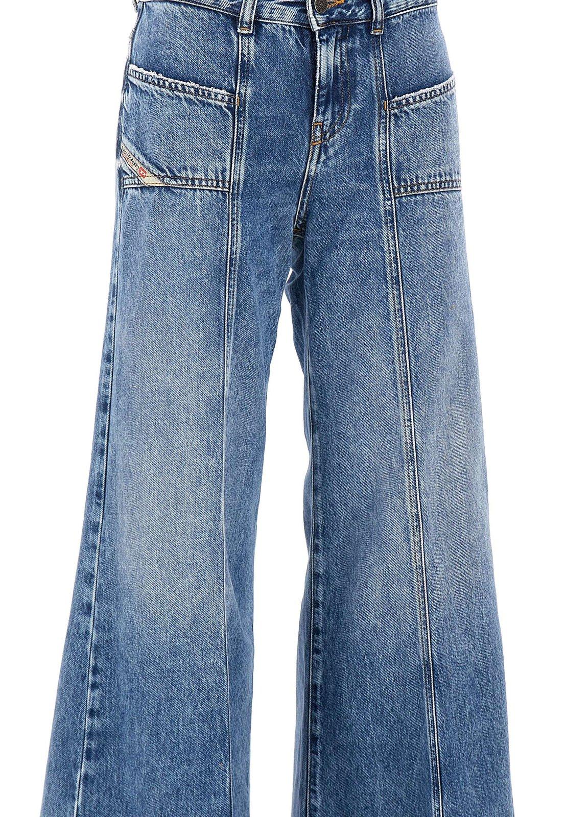 Shop Diesel D-akii Flared Panelled Jeans In Stone Washed