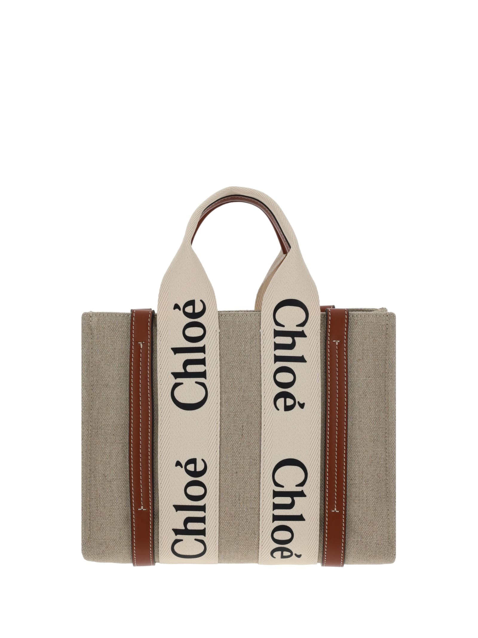 Shop Chloé Woody Handbag In White/brown