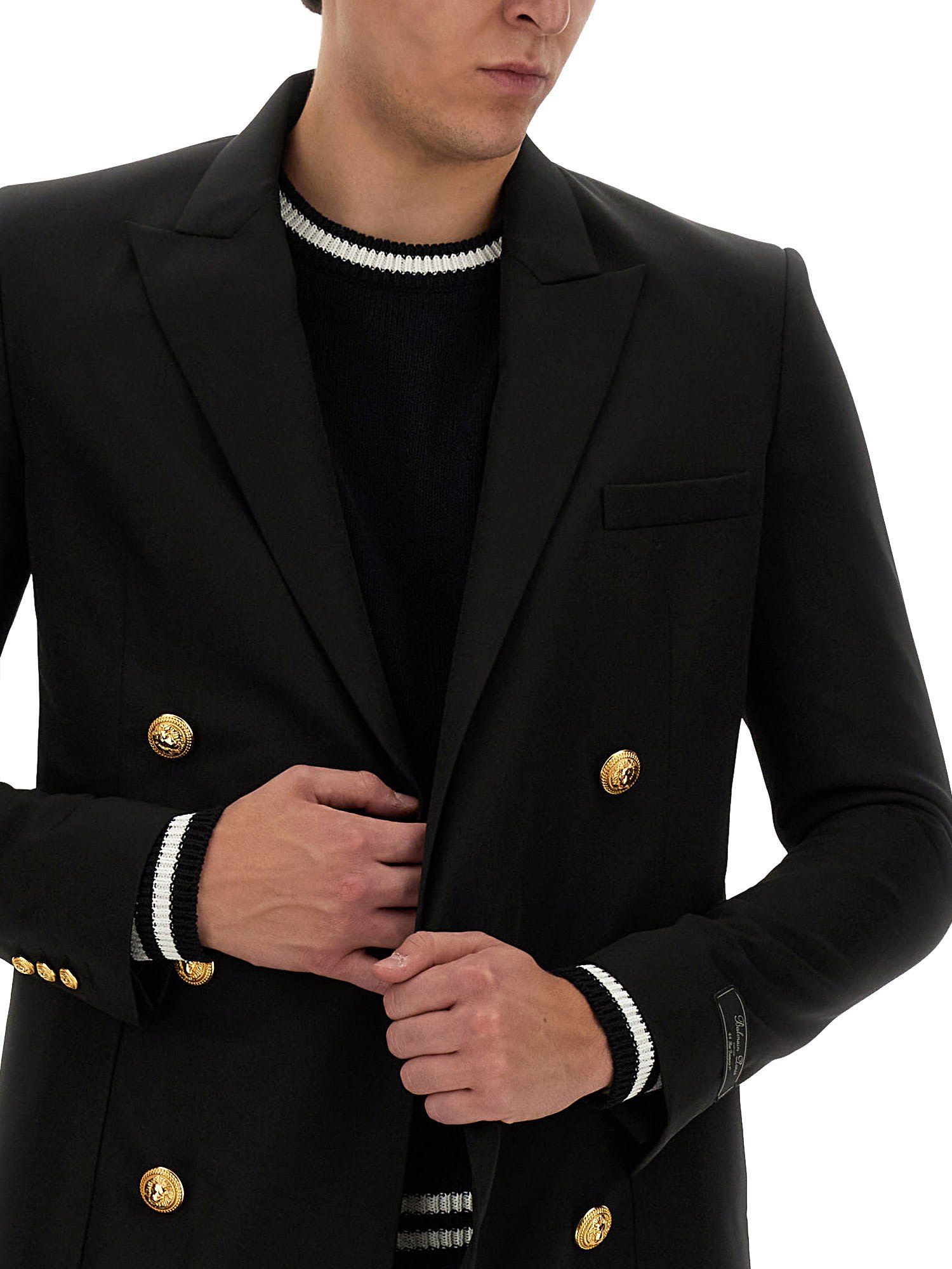Shop Balmain Technical Wool Jacket In Noir (black)