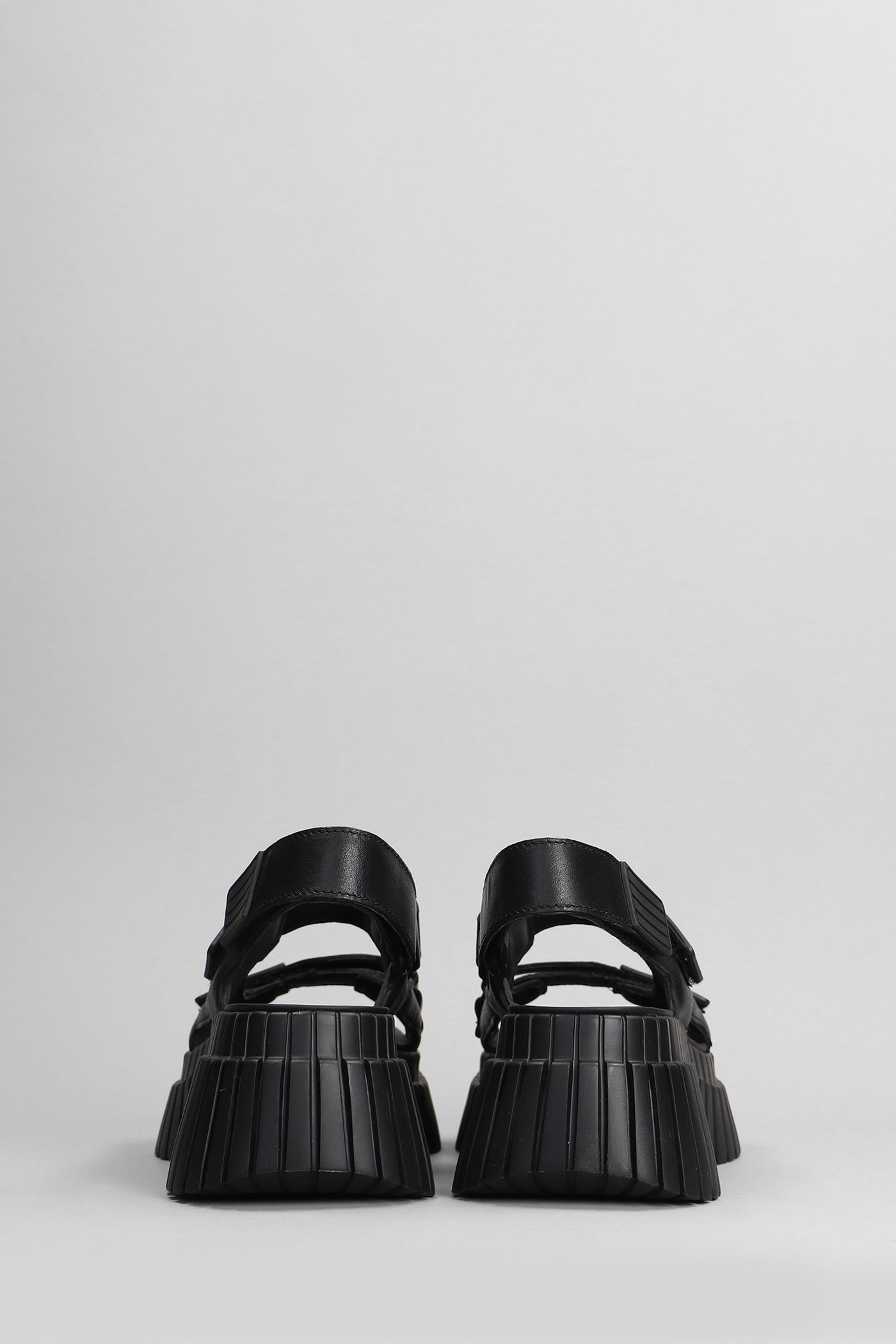 Shop Camper Bcn Sandals In Black Leather