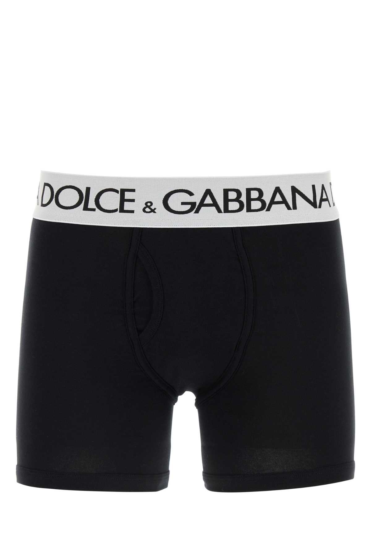 Shop Dolce & Gabbana Black Stretch Cotton Boxer In Nero