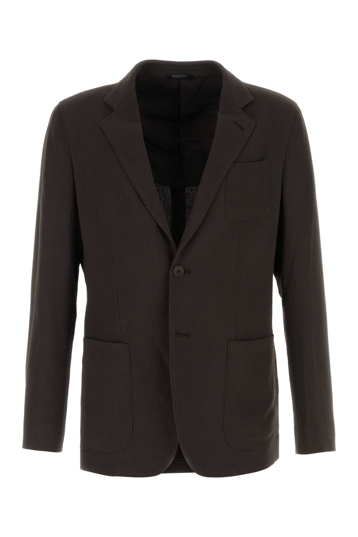 Shop Giorgio Armani Brown Wool And Viscose Blazer In Marrone