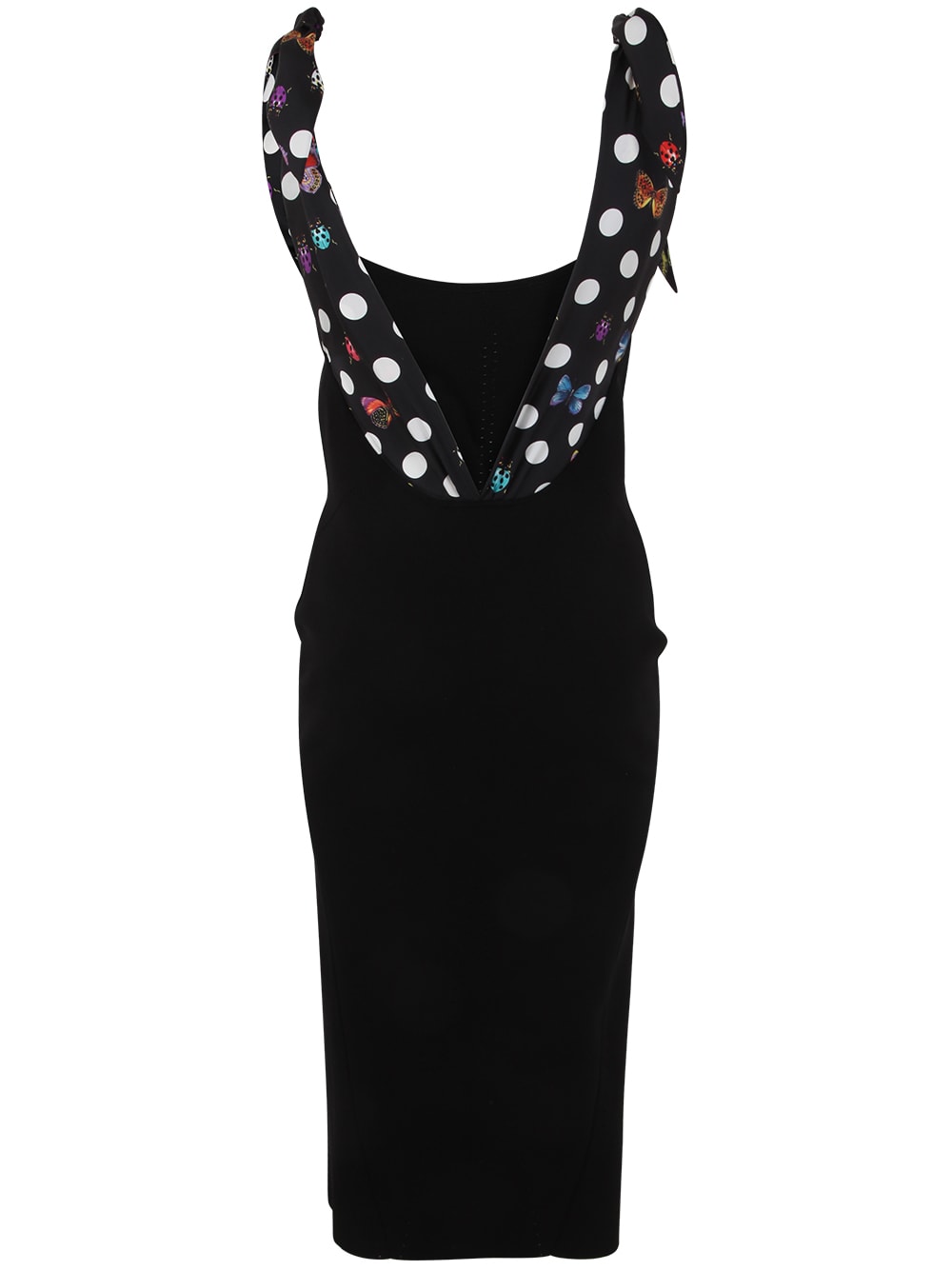 Shop Versace Knit Dress Polka Dots Silk Twill Inserts Serie In Black