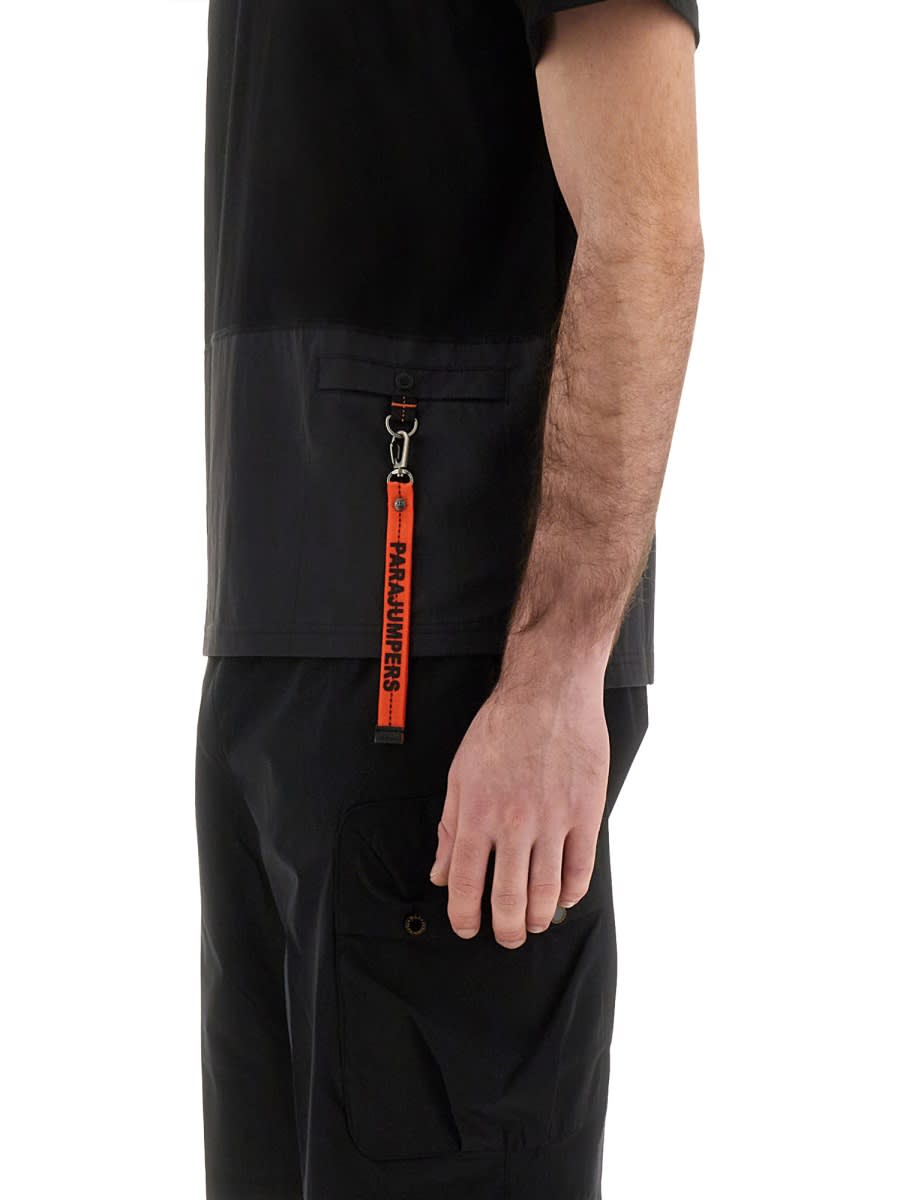Parajumpers 'clint' Black Crewneck T-shirt With Logo Detail On The Front In Black