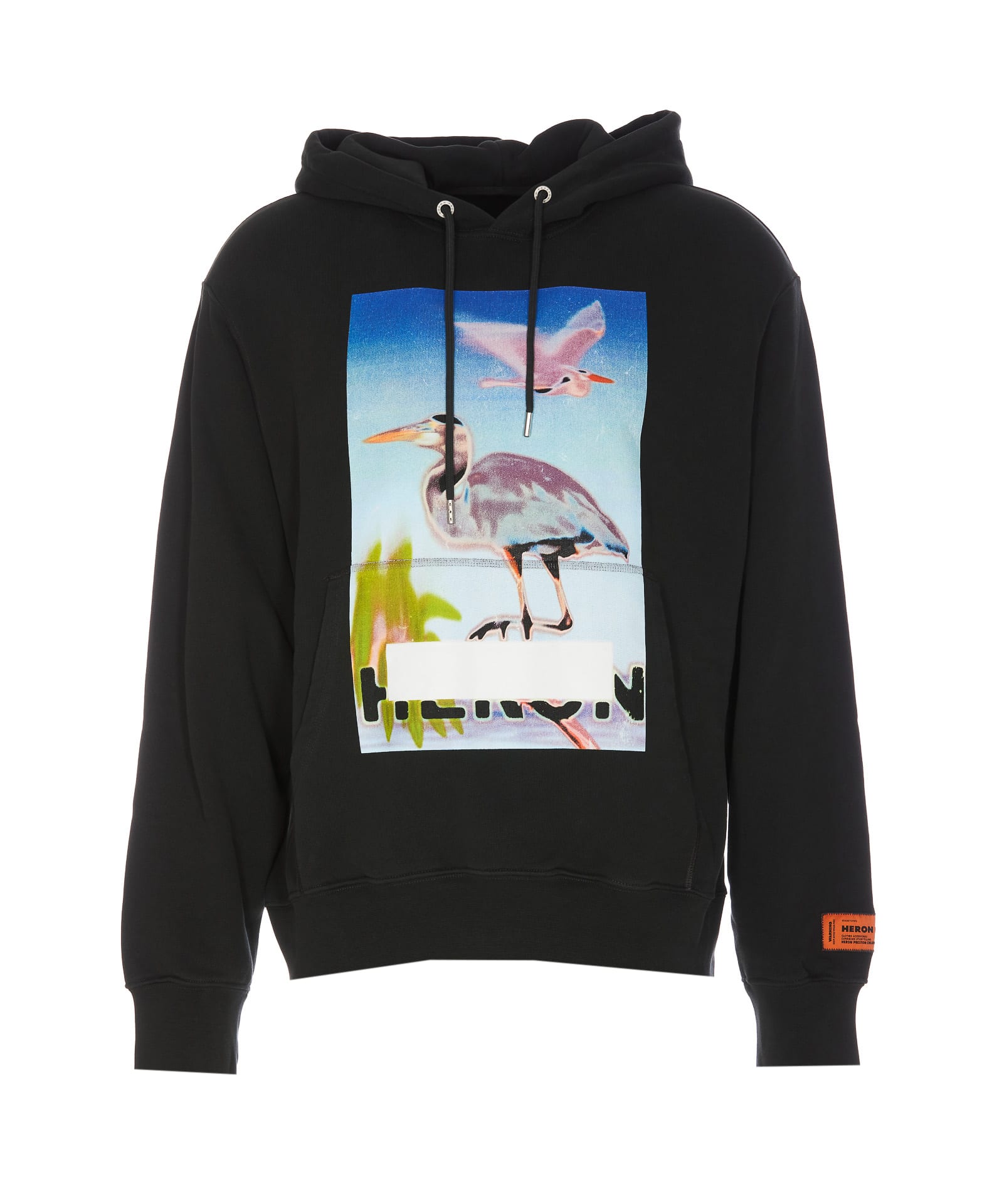 Heron Preston Censored Graphic-print Cotton Hoodie In Black