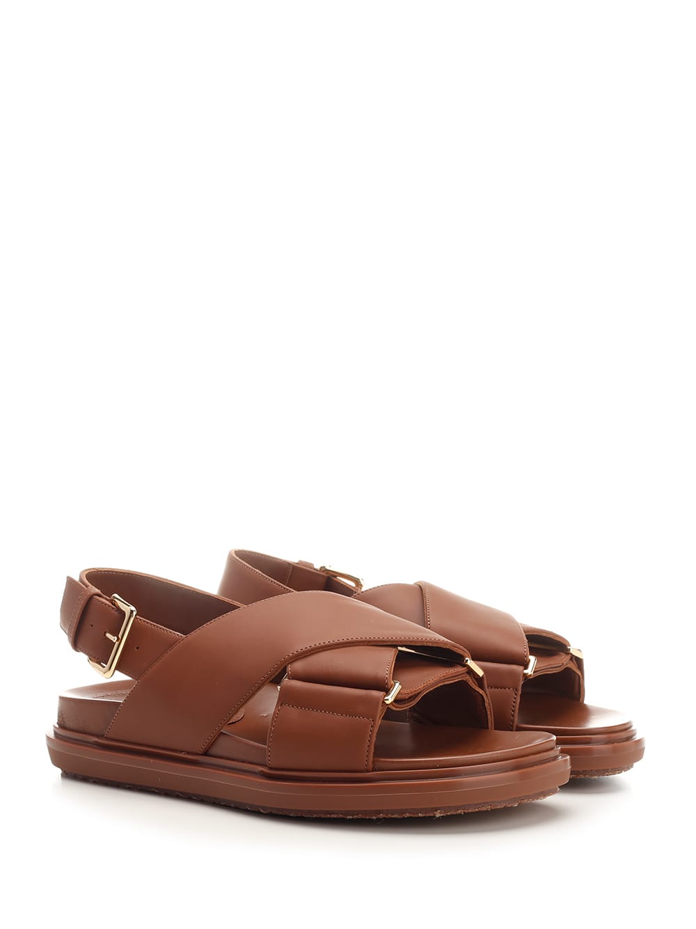 Shop Marni Cramel Brown Fussbett Sandal