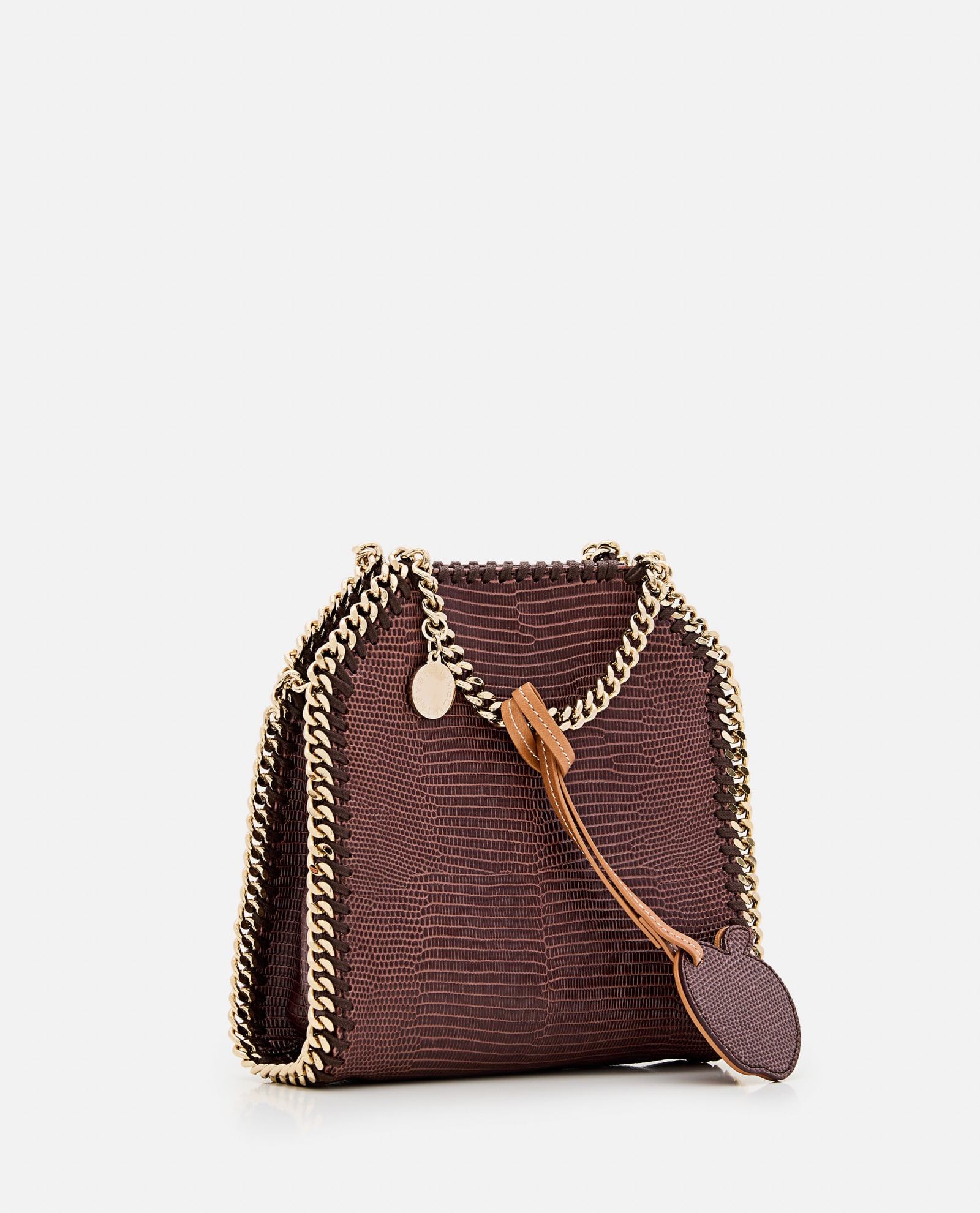 Shop Stella Mccartney Tiny Embossed Mat Tote In Chocolate Brown