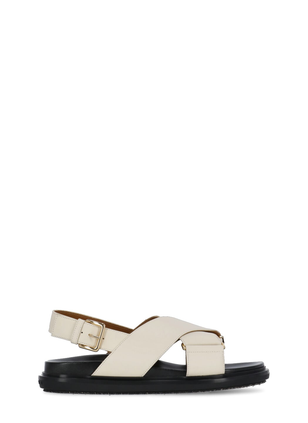 Shop Marni Leather Sandals In Ivory