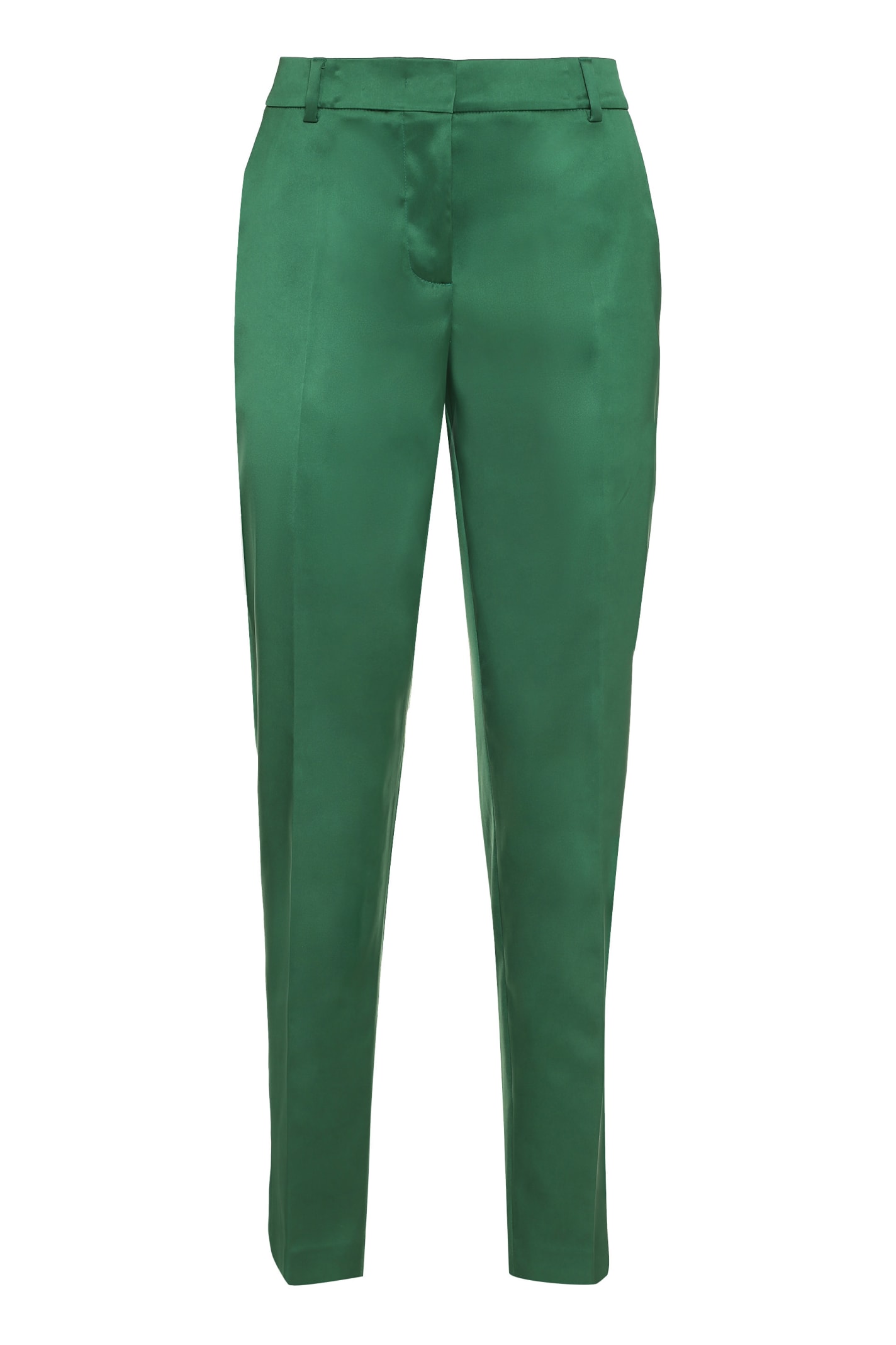 Shop Boutique Moschino Satin Trousers In Green