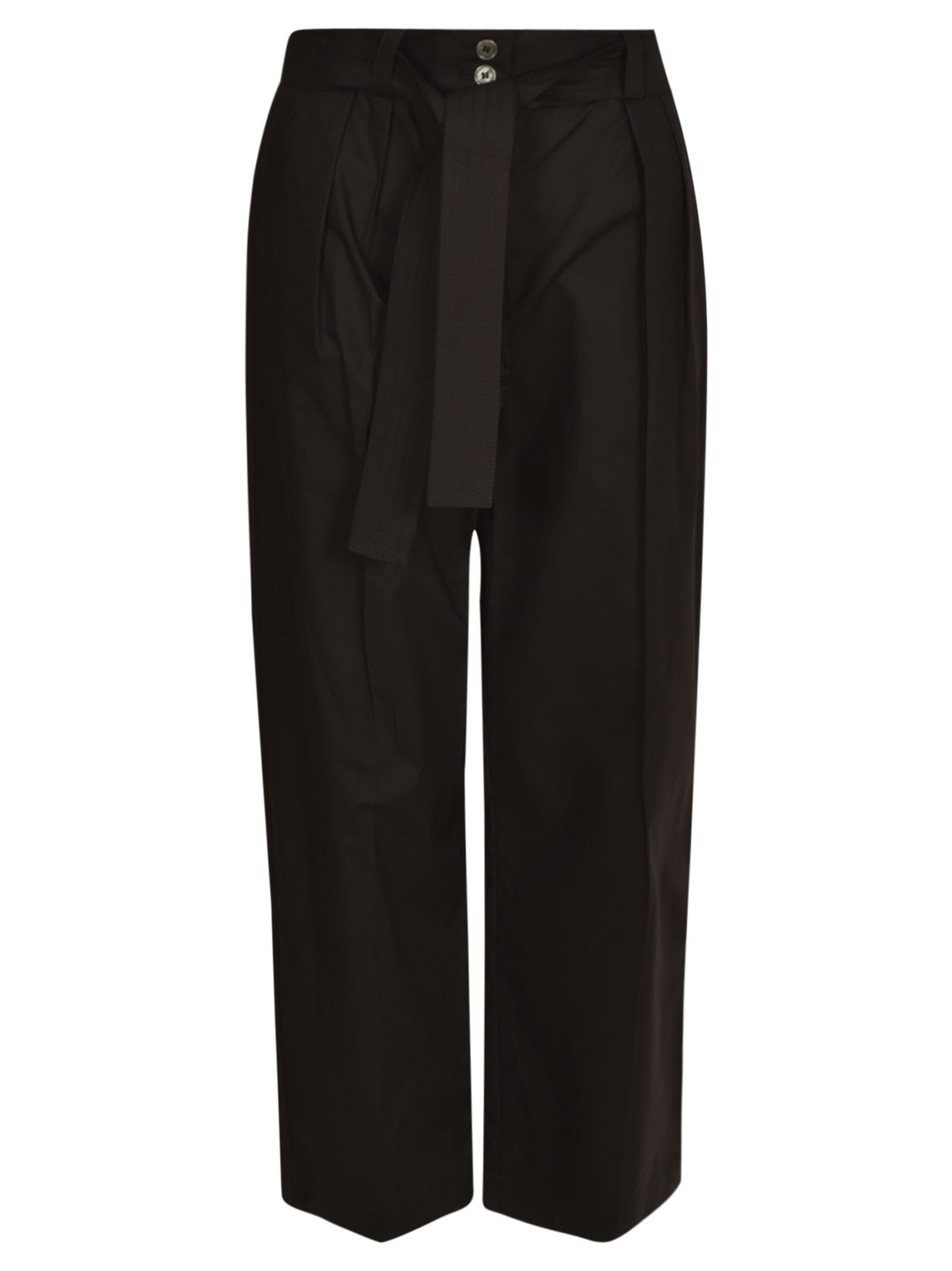 Shop Woolrich Belted Trousers In Black