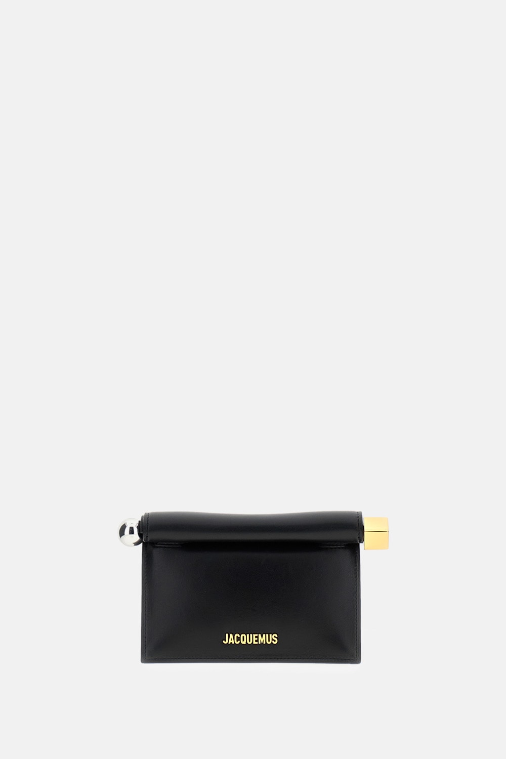 Jacquemus La Pochette Rond Carre Leather Clutch In Black