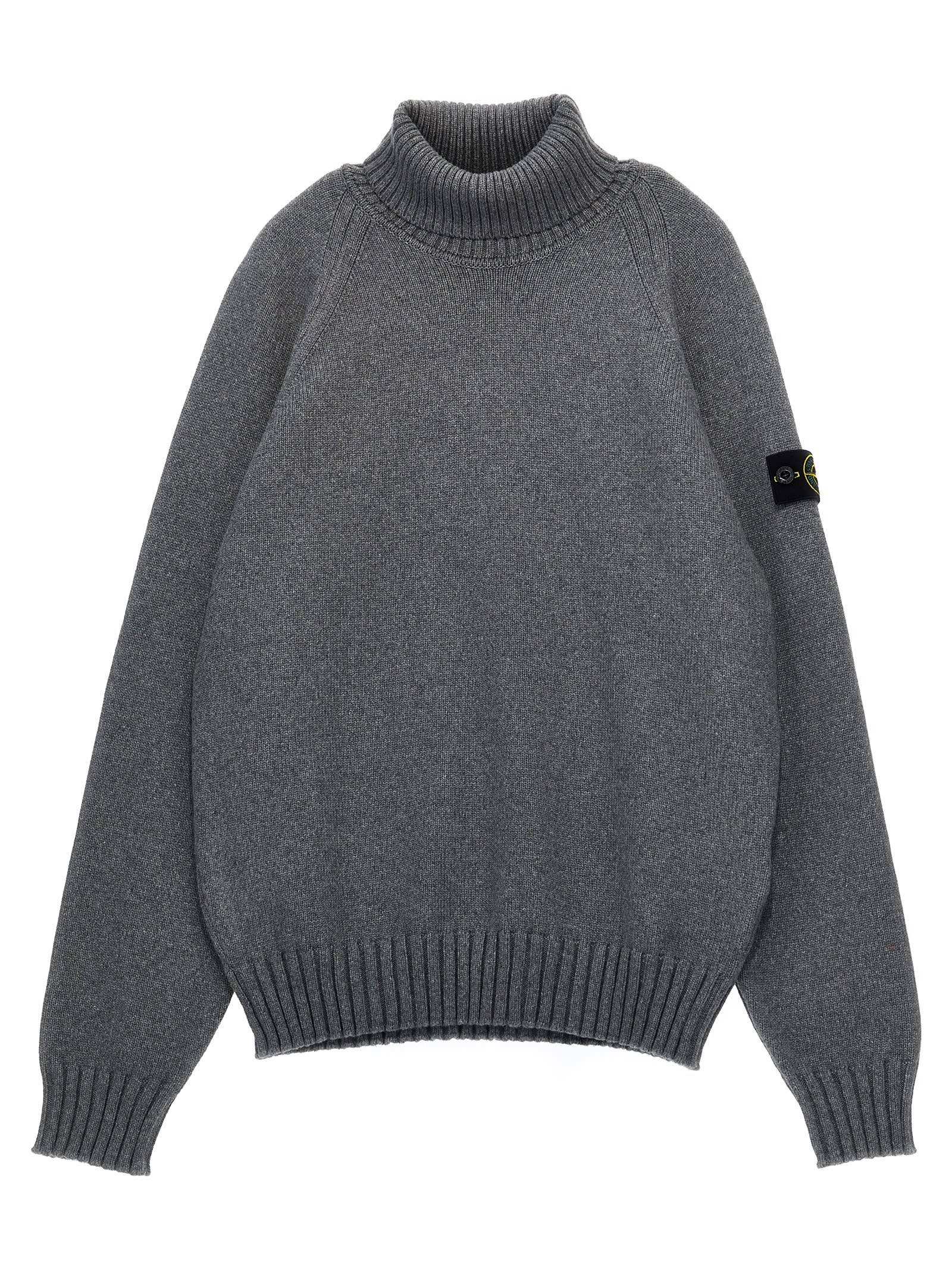 Stone Island Logo Badge Sweater In Gray