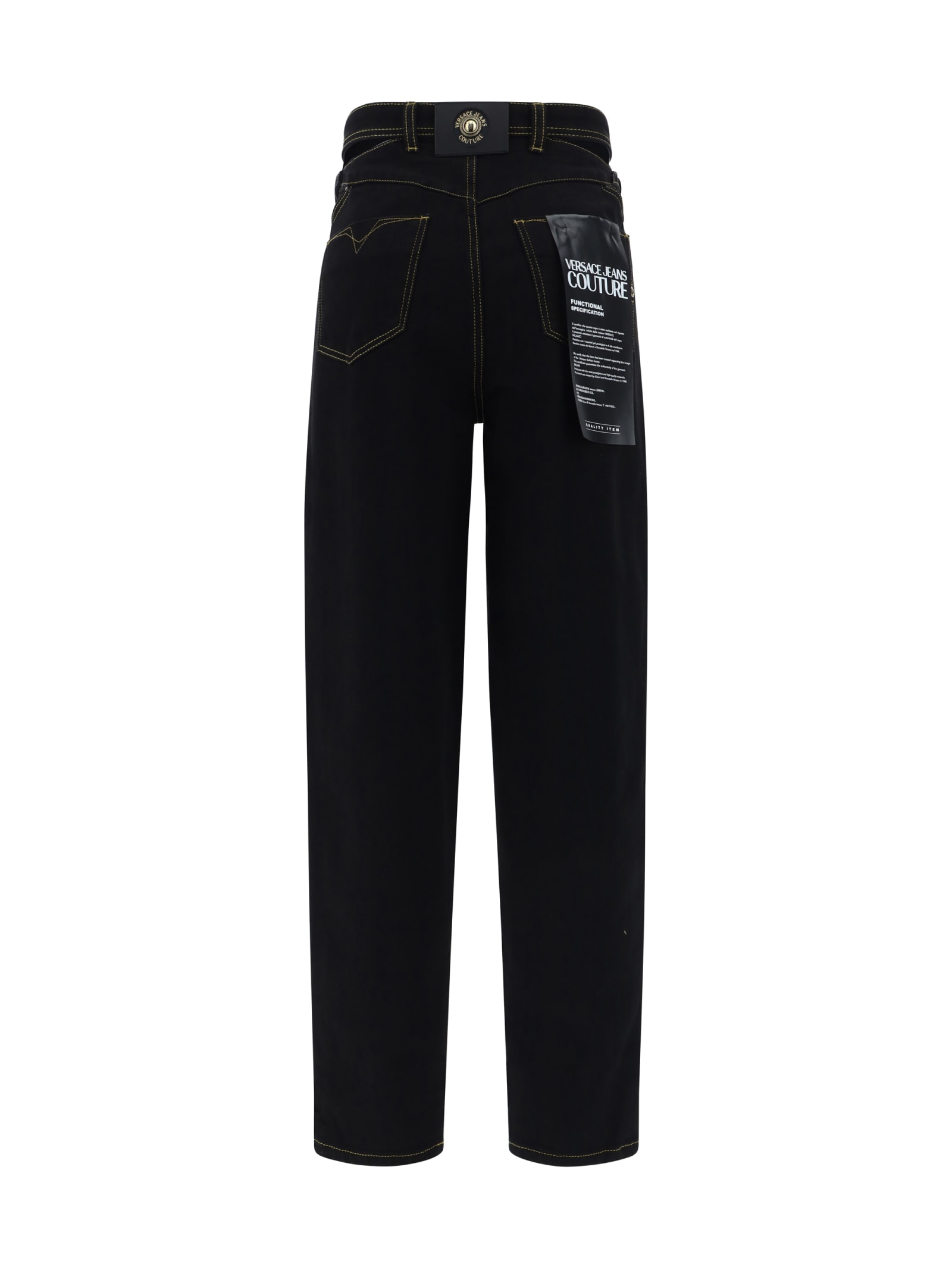 Shop Versace Jeans Couture Denim Pants In Black Black