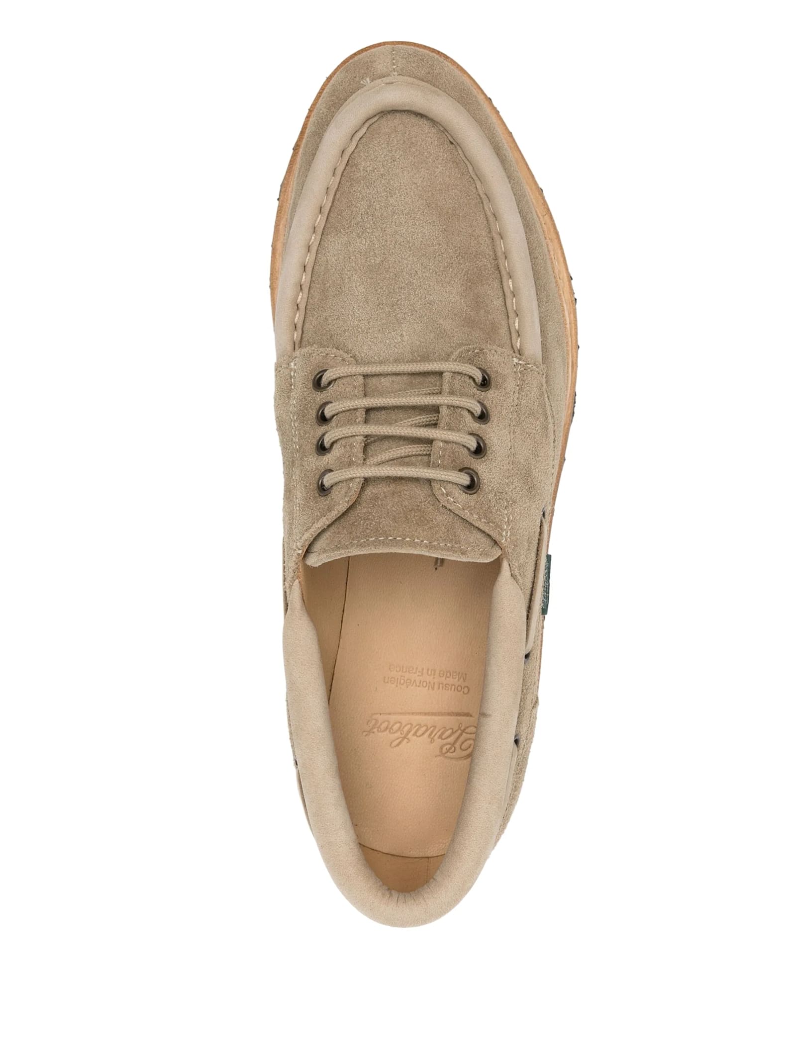 Paraboot Chimey Suede Moccasin With Almond-shaped Toe In Jannu Marron Vel Sand