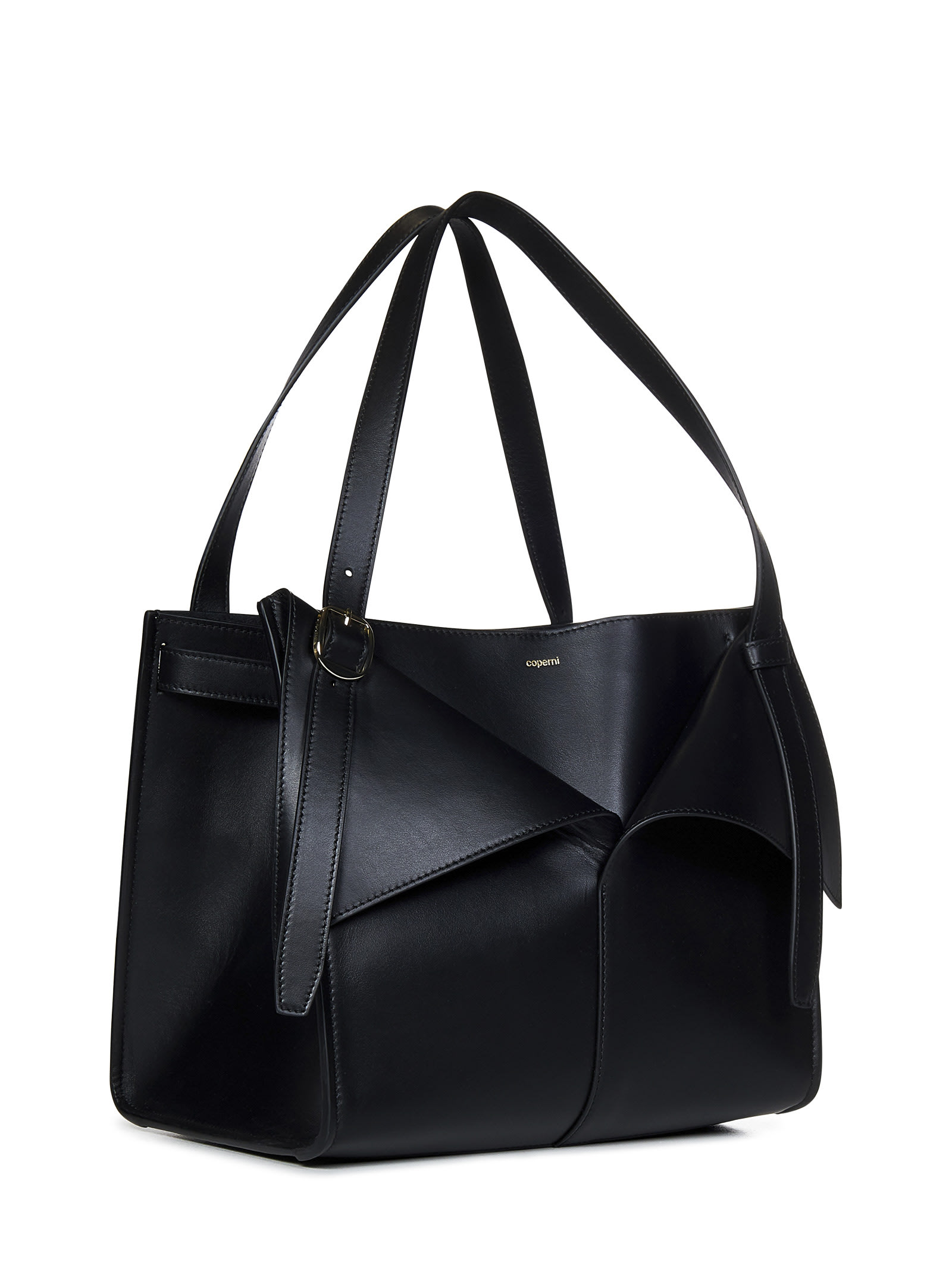 Shop Coperni Medium Belt Cabas Shoulder Bag In Blk Black