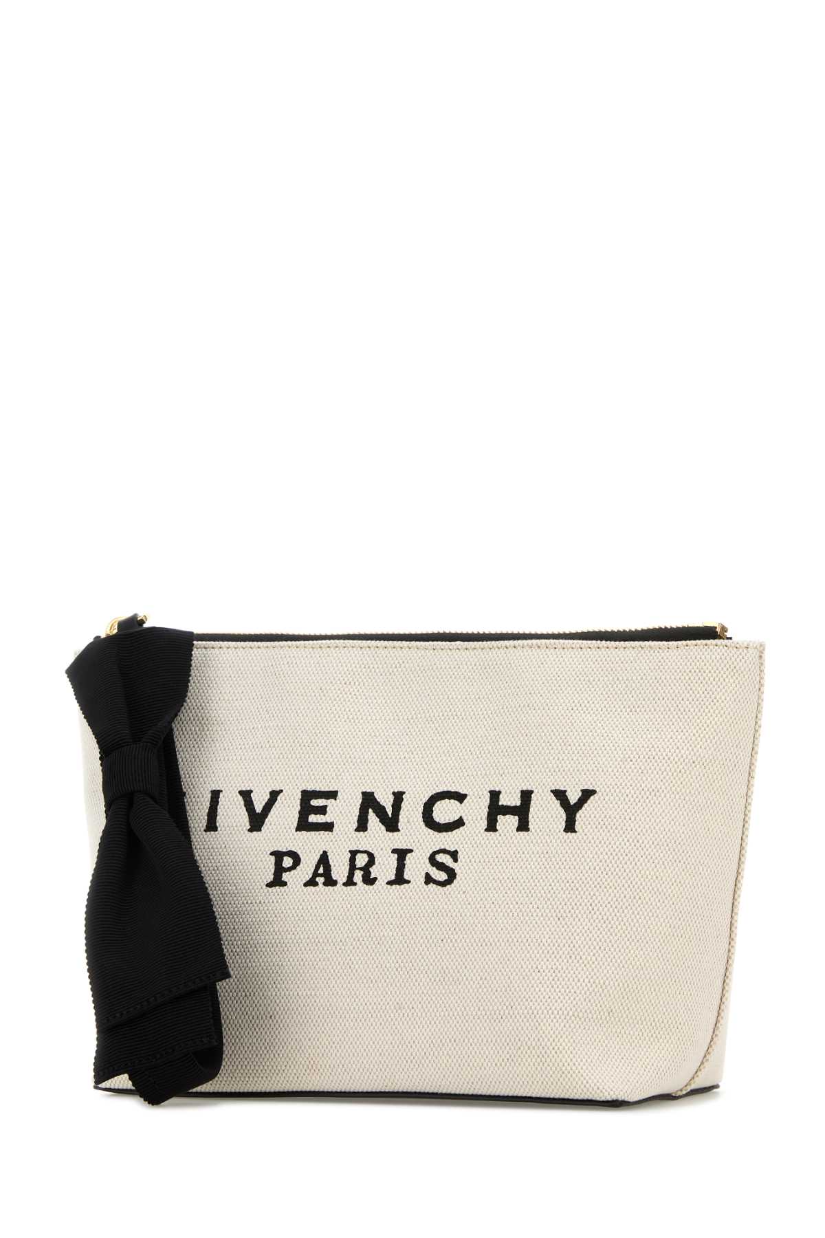 Givenchy Ivory Canvas Pouch In Metallic