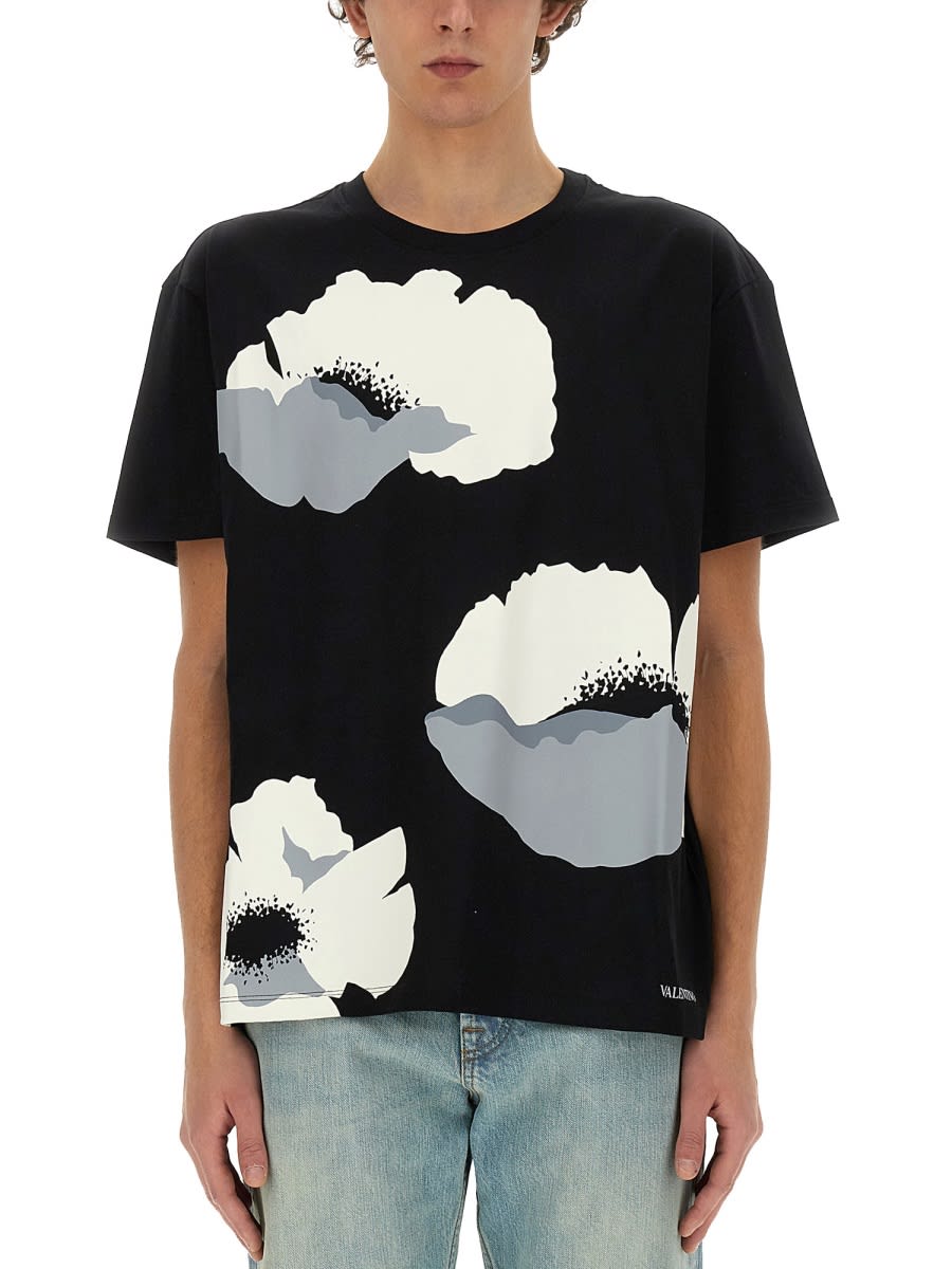 Shop Valentino Cotton T-shirt In Black