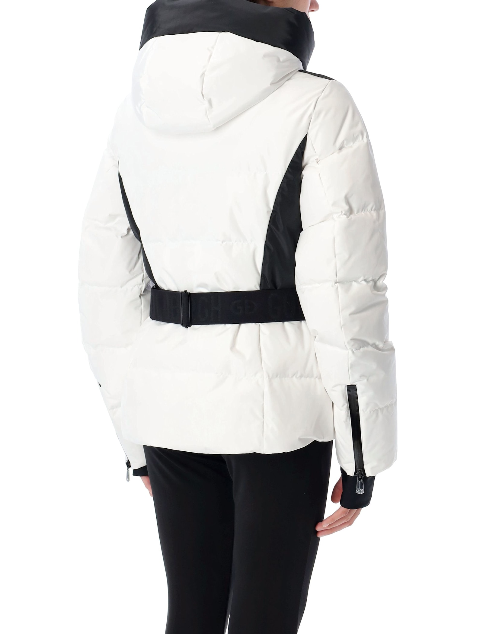 Shop Goldbergh Lou Ski Down Jacket In White + Black Deatails