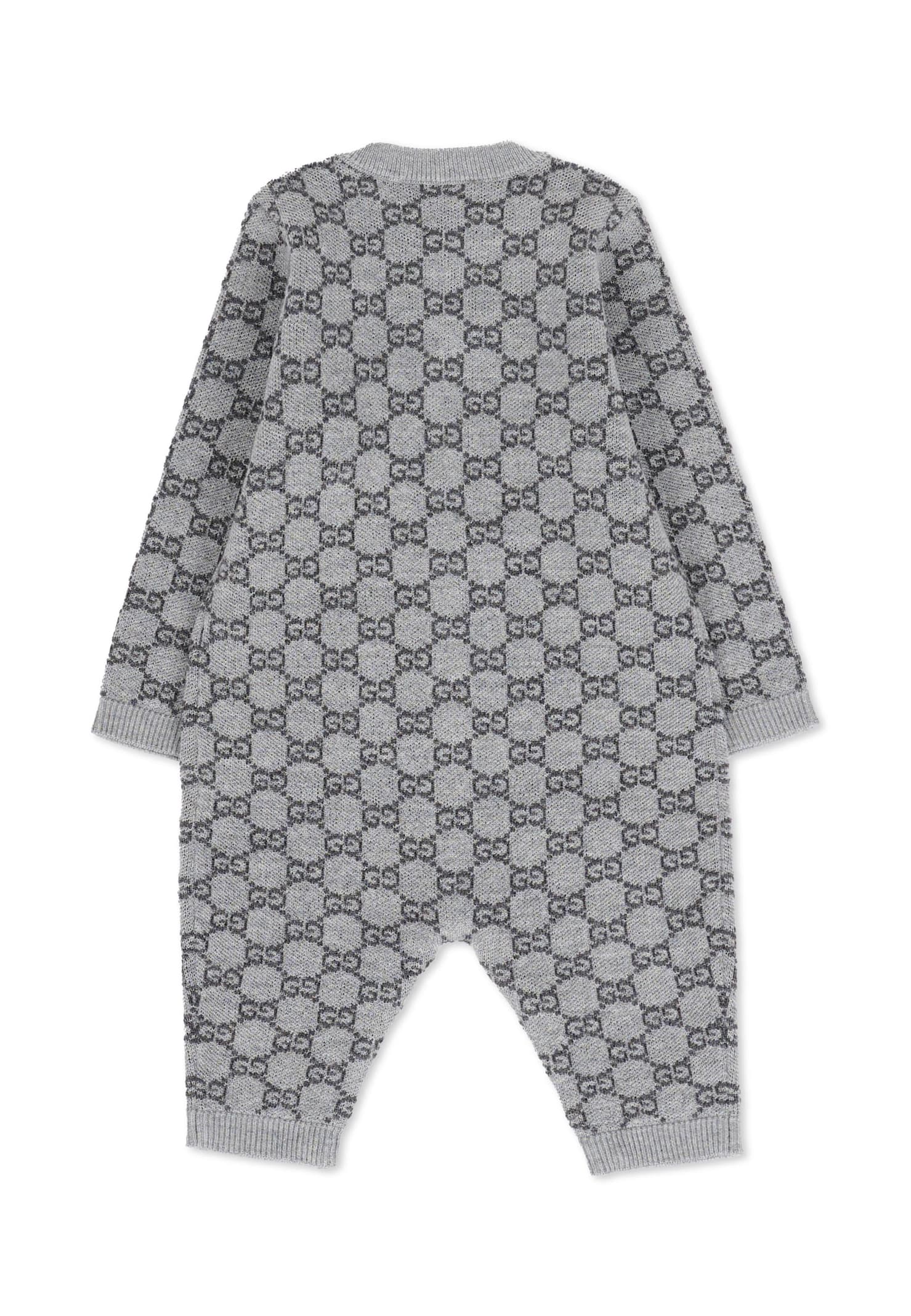 Gucci Grey Babygrow For Babykids With Gg In Gray