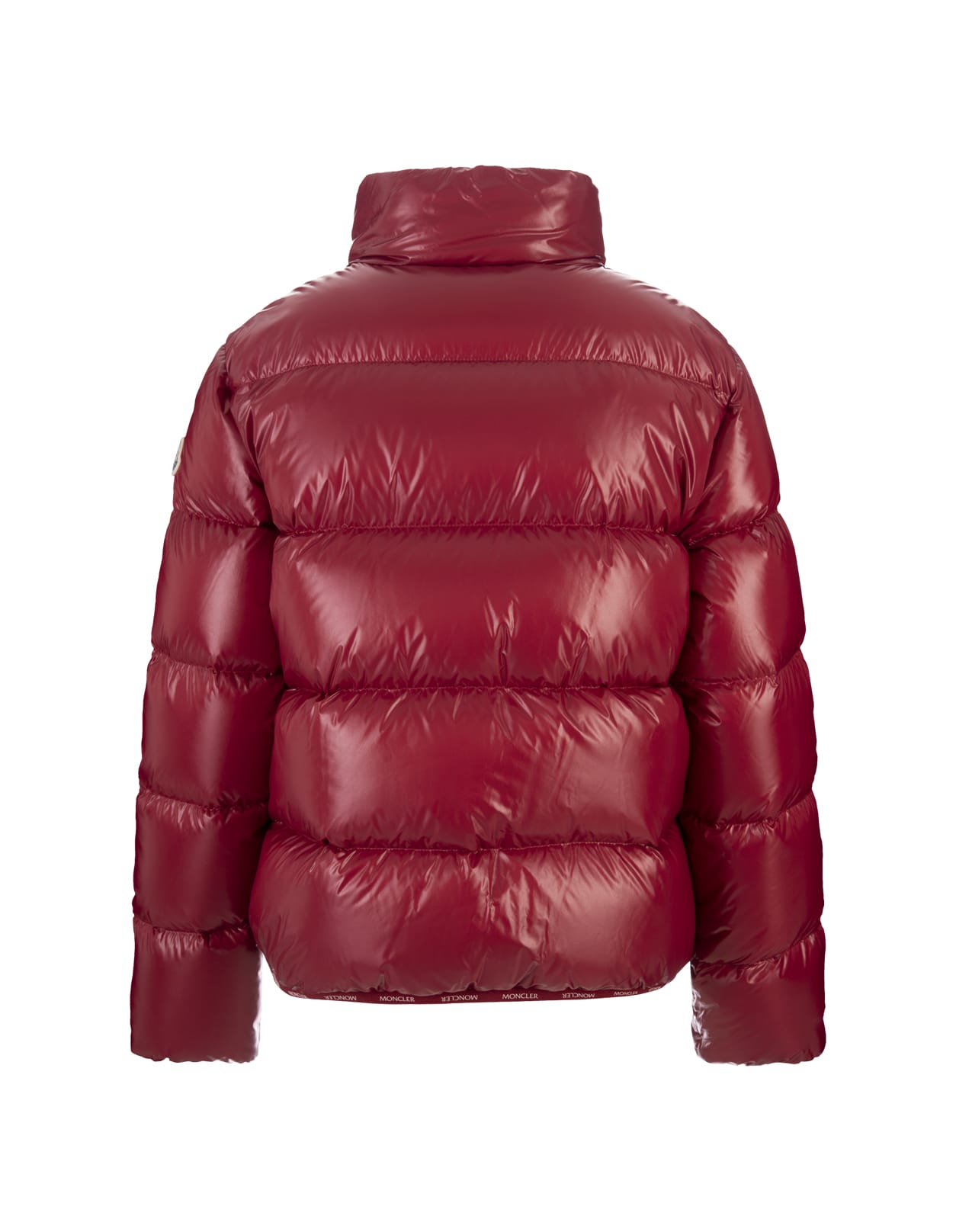 Shop Moncler Red Abbadia Short Down Jacket