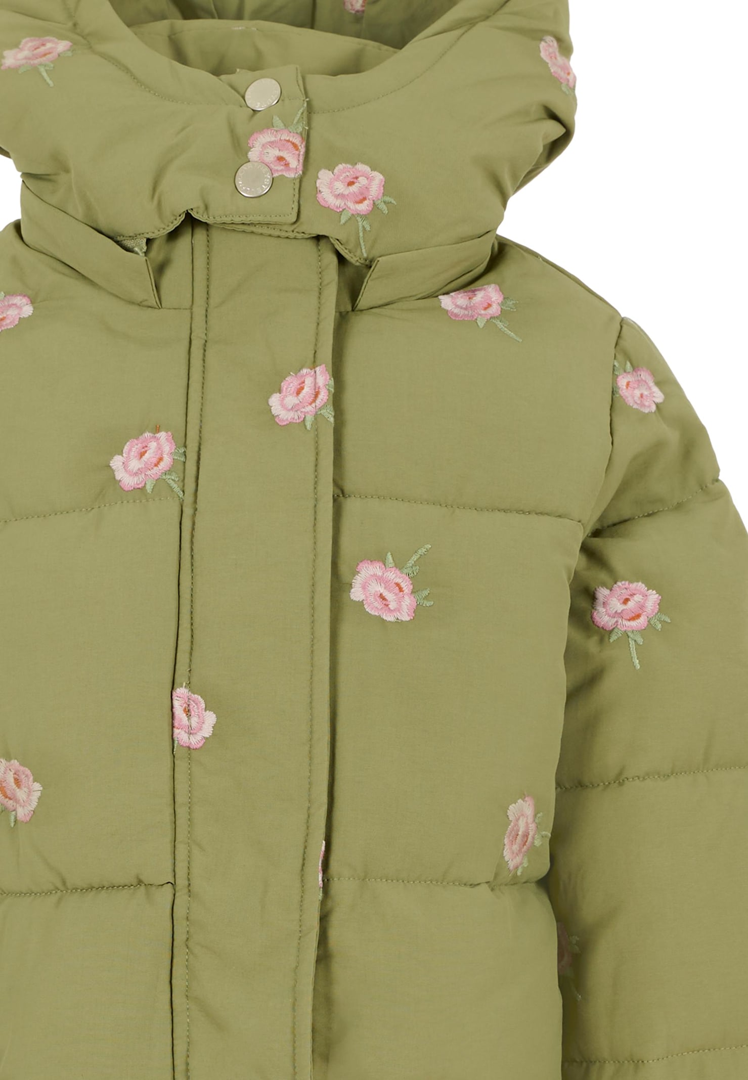 Stella Mccartney Rose-print Padded Jacket In Green