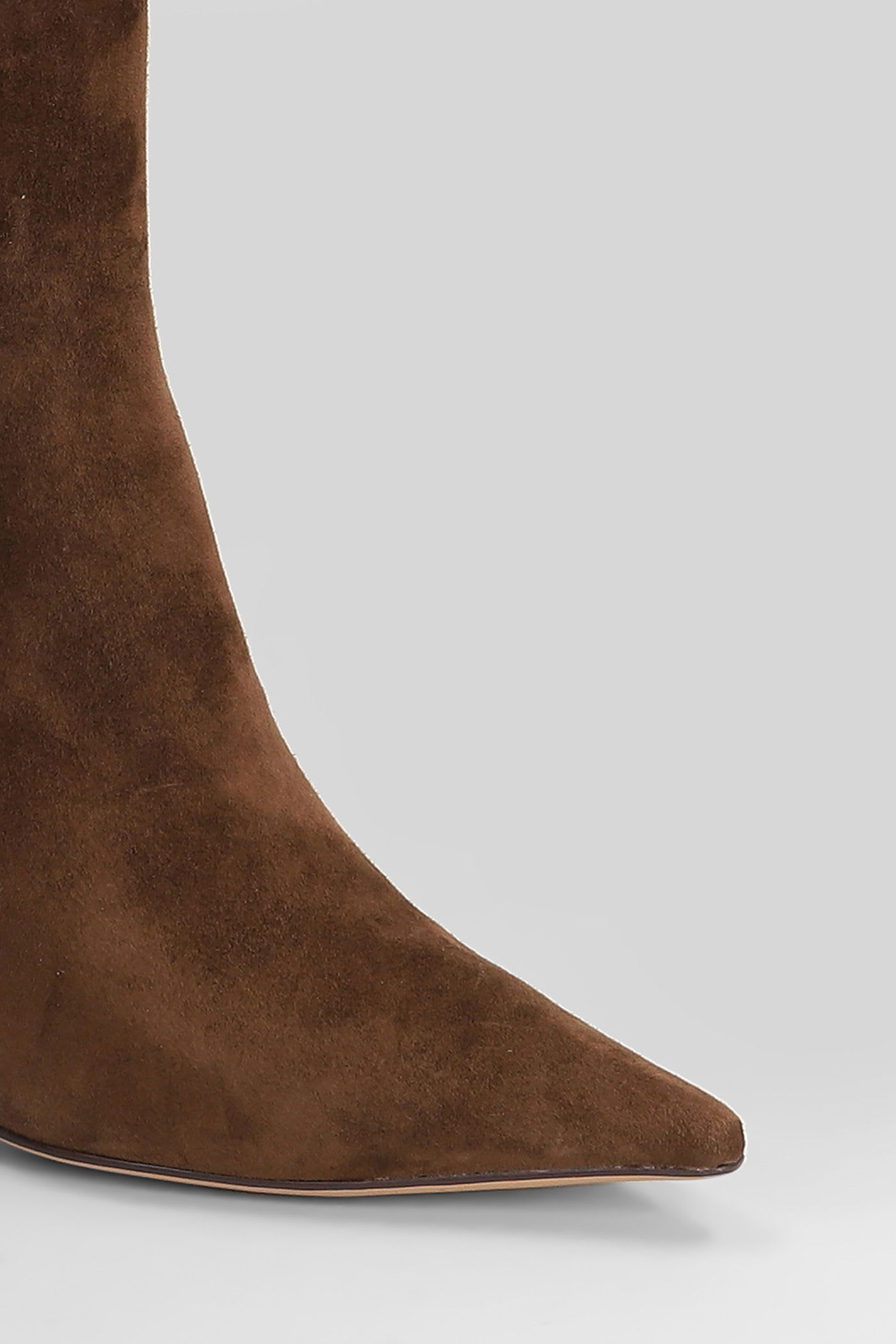 Lola Cruz High Heels Ankle Boots In Brown Suede In Brown