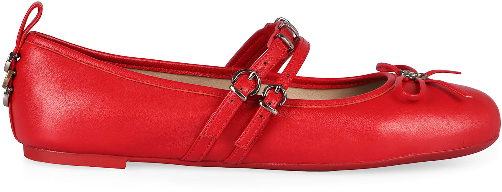 Shop Pinko Gioia Leather Ballet Flats In Red