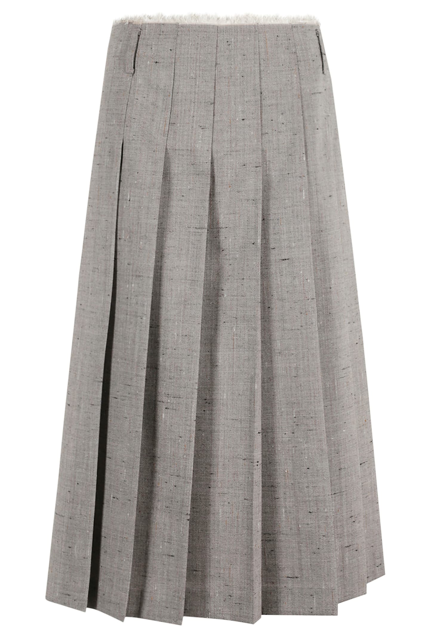 Tela Pleated Fringed Midi Skirt In Multi