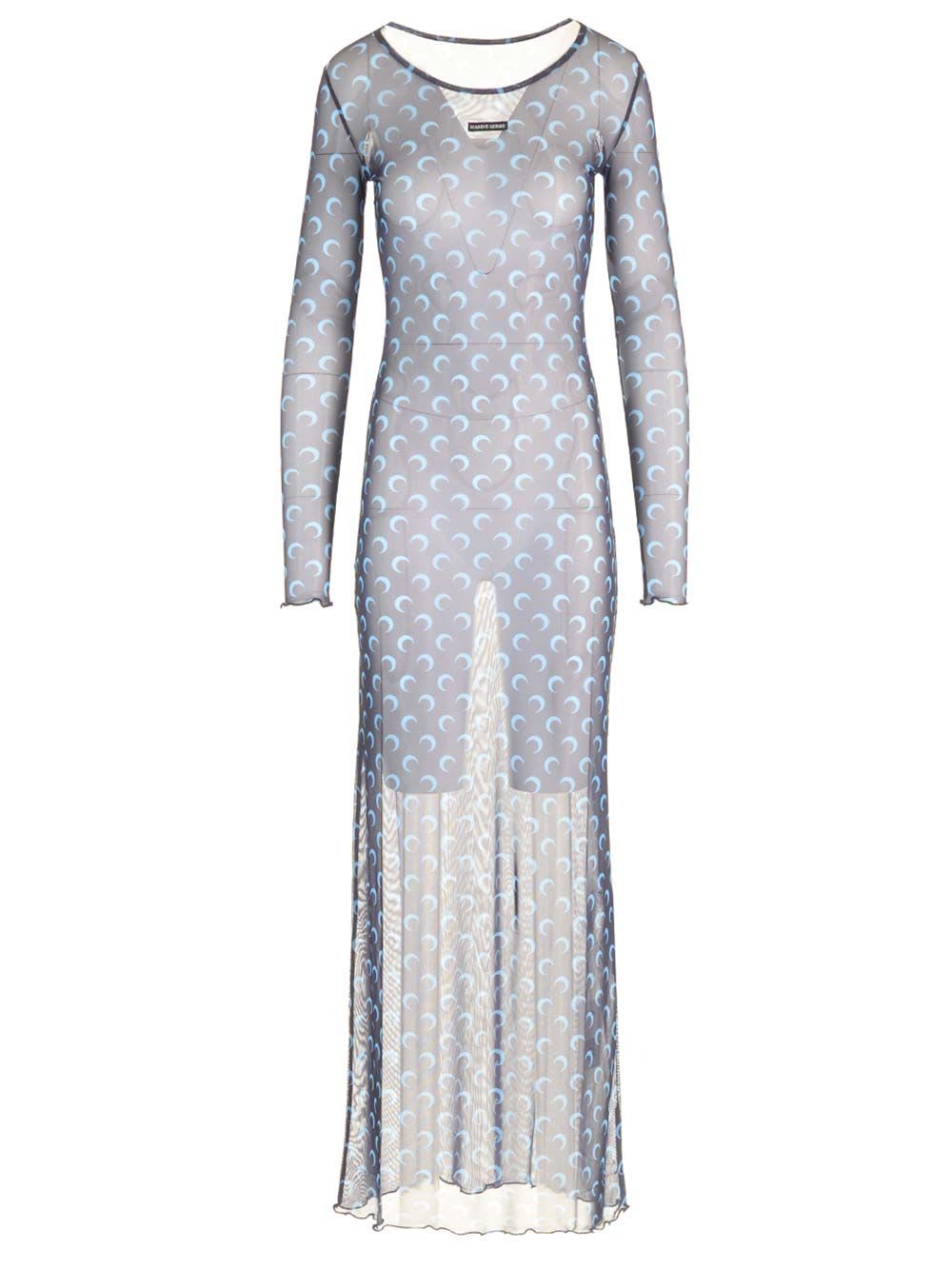 Shop Marine Serre Moon Sheer Dress In Blue