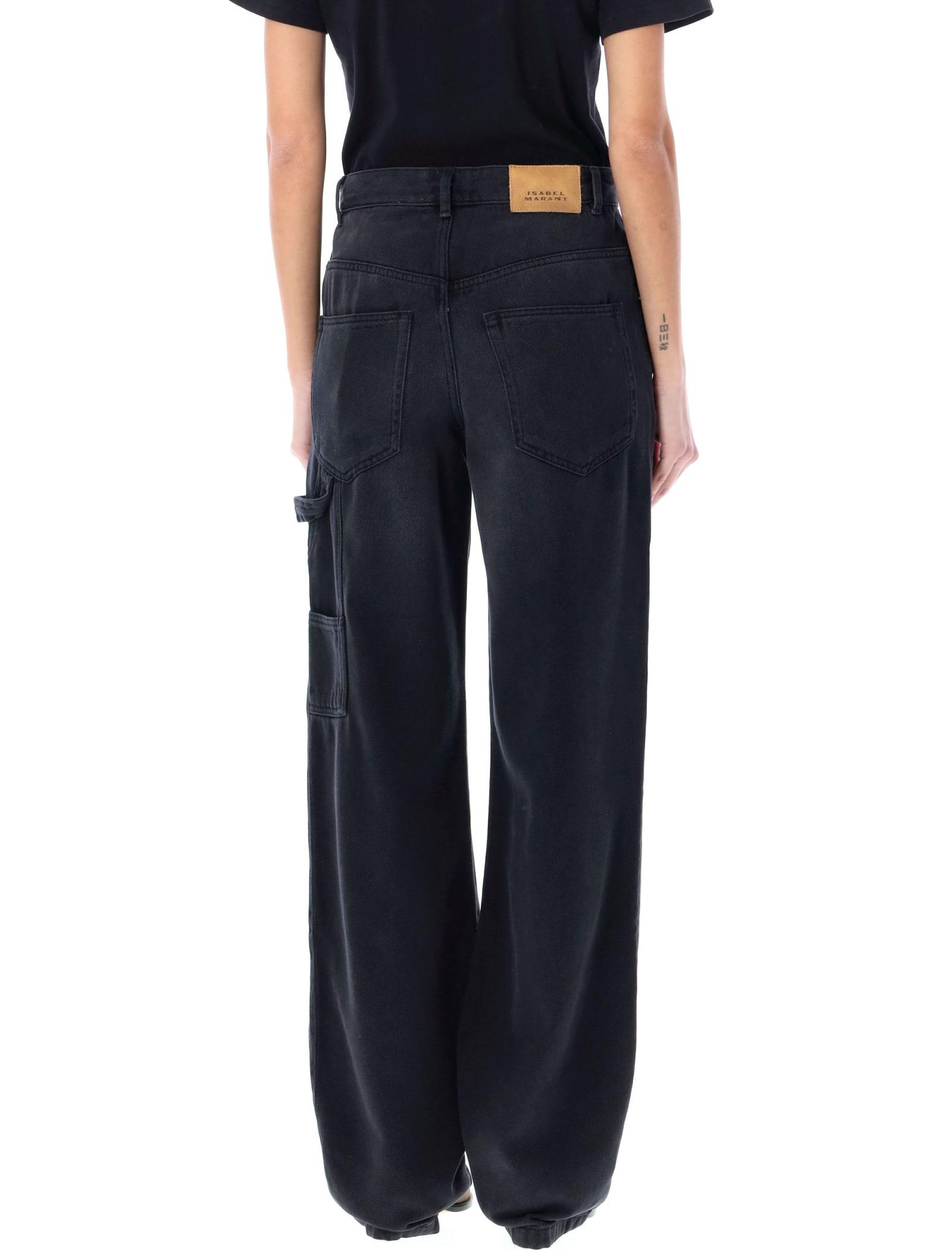 Shop Isabel Marant Bymara Cargo Jeans In Faded Black