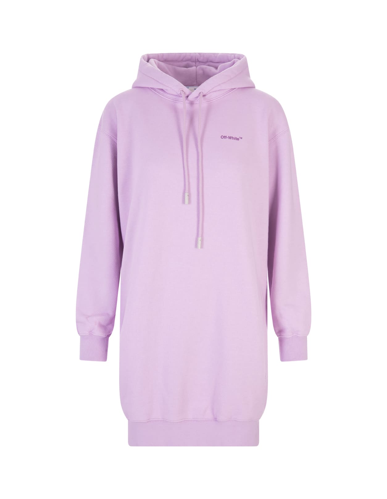 Off-White Lilac Maxi Hoodie Dress With Logo And Diagonals