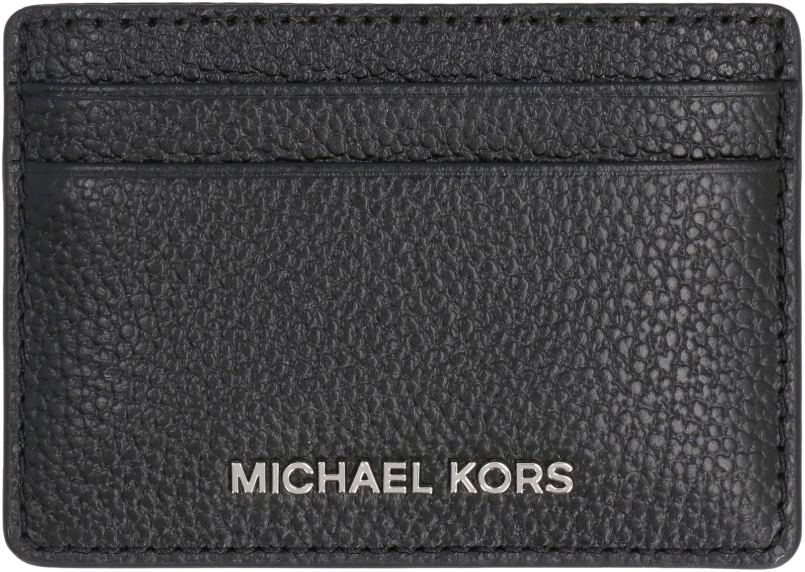 Shop Michael Michael Kors Pebbled Calfskin Card Holder In Crystal